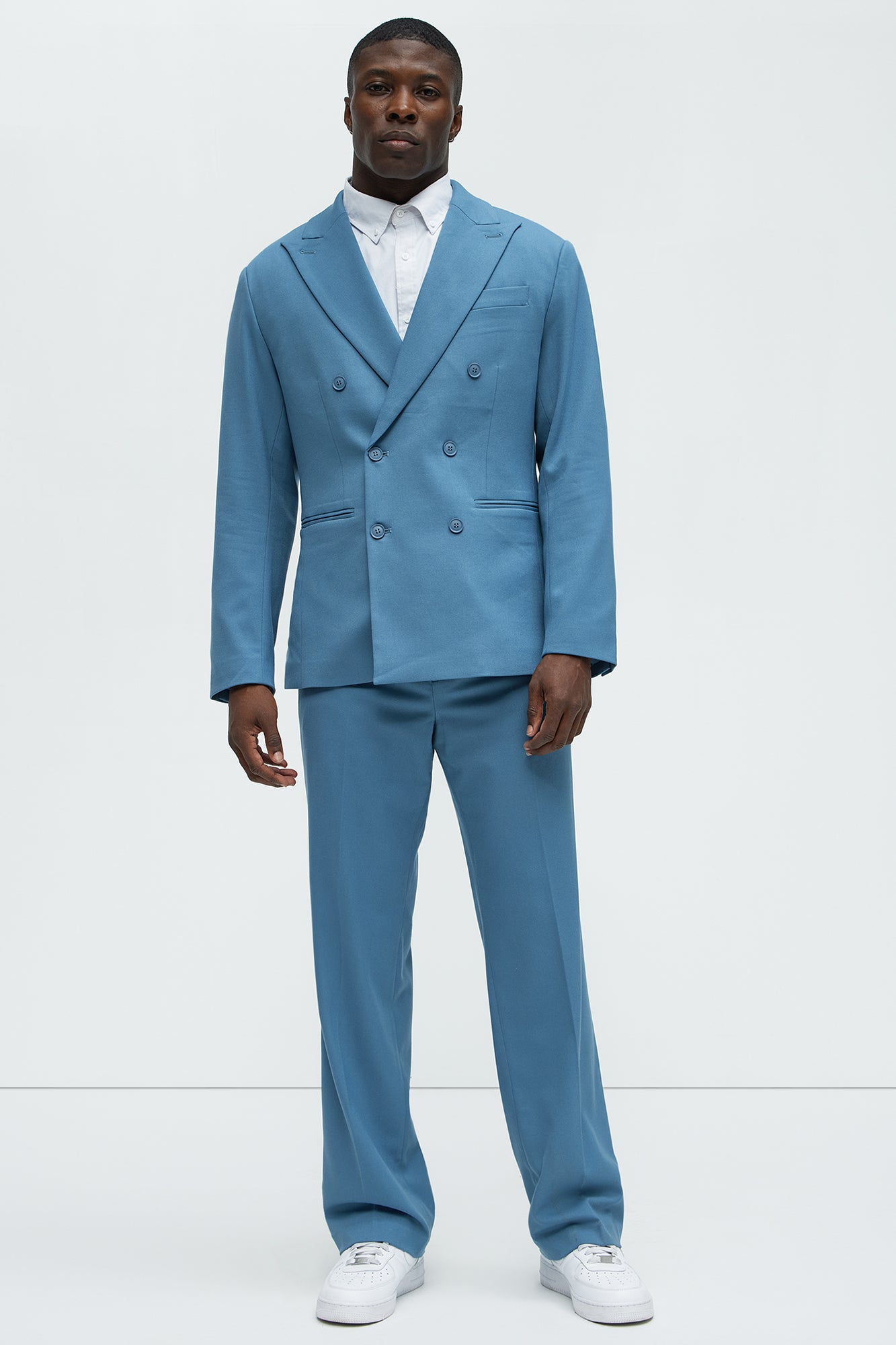 High Peak Lapel Suit Blazer - Slate Blue