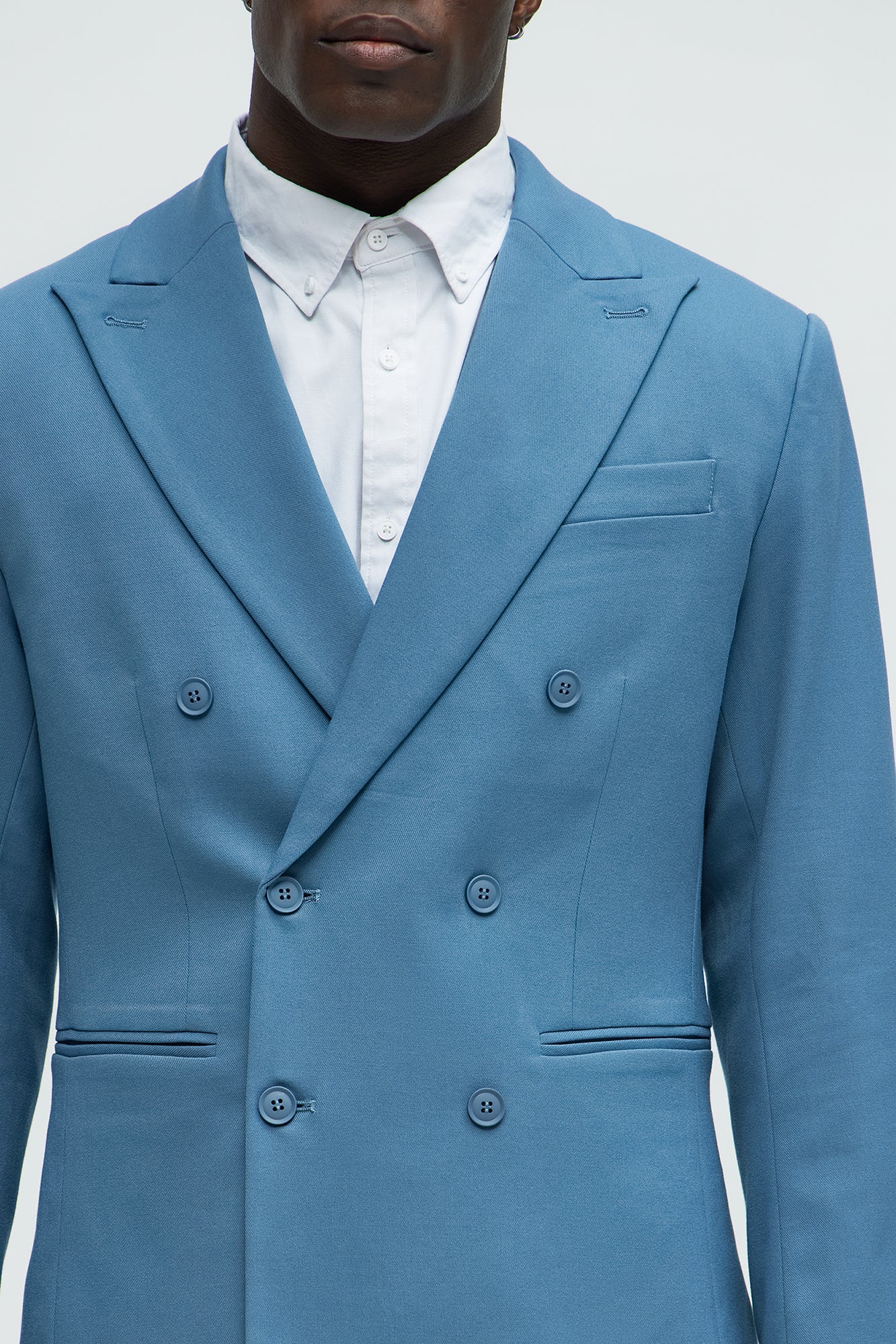 High Peak Lapel Suit Blazer - Slate Blue