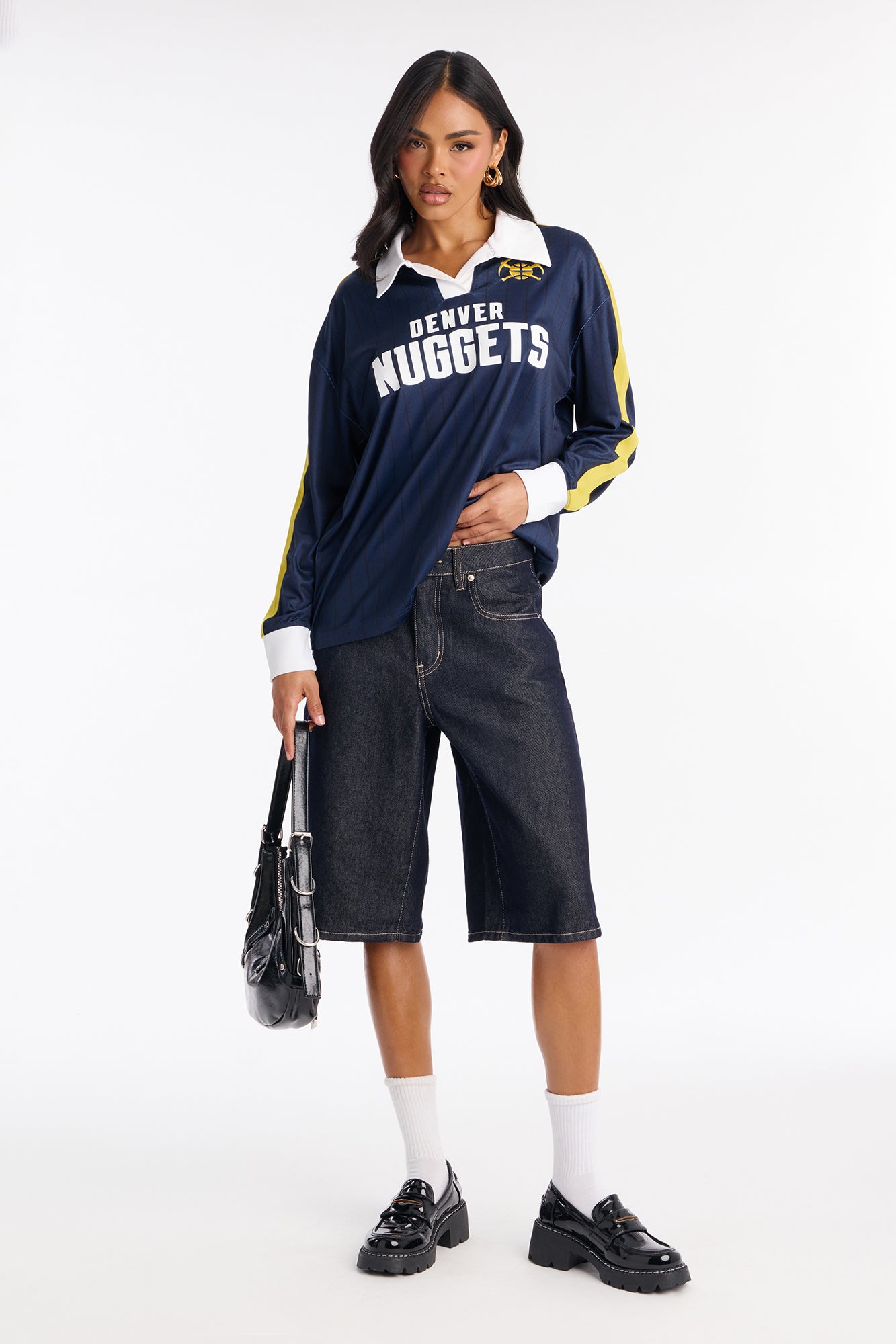 NBA Denver Nuggets Pinstripe Long Sleeve Top - Navy