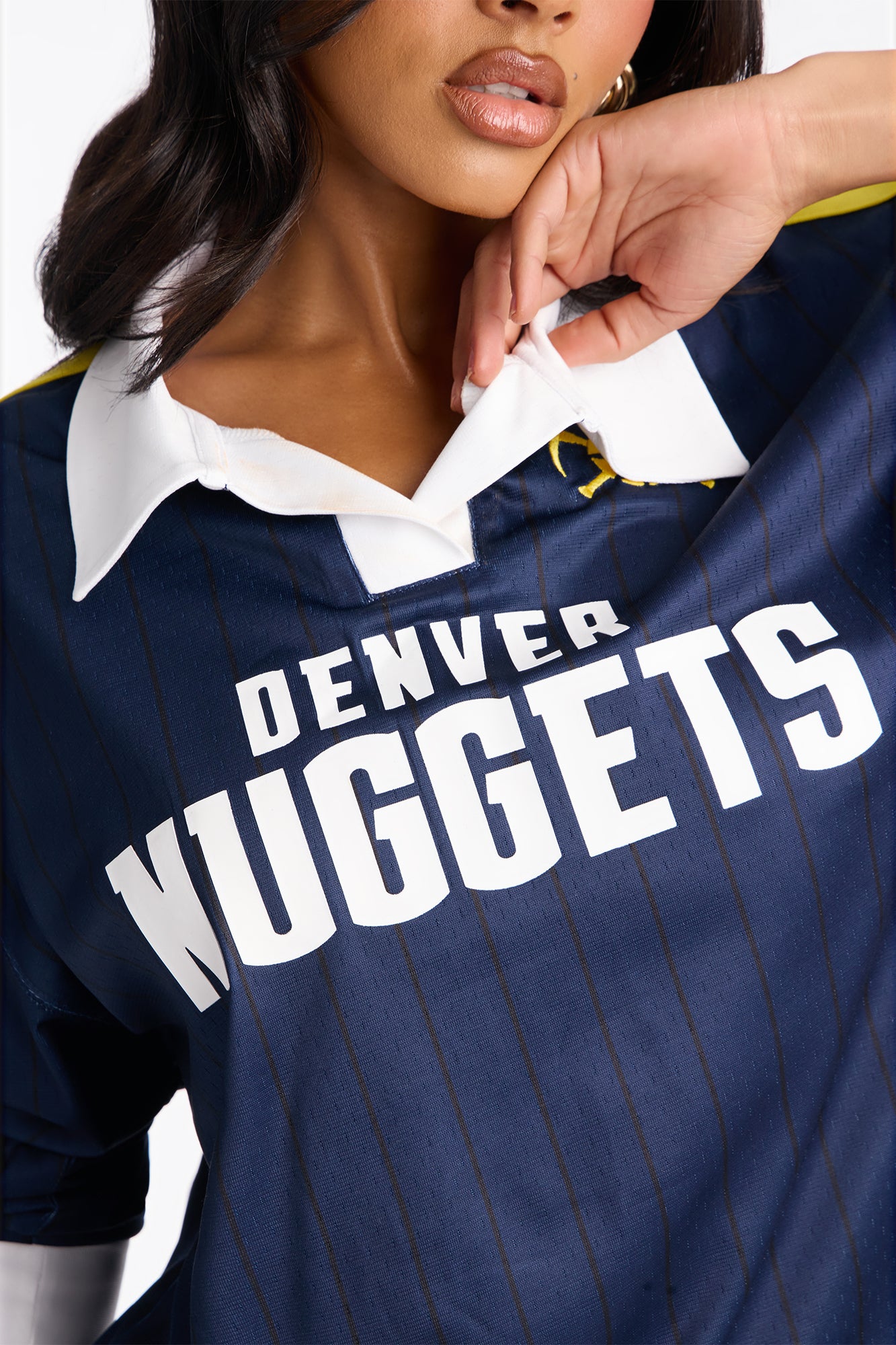 NBA Denver Nuggets Pinstripe Long Sleeve Top - Navy