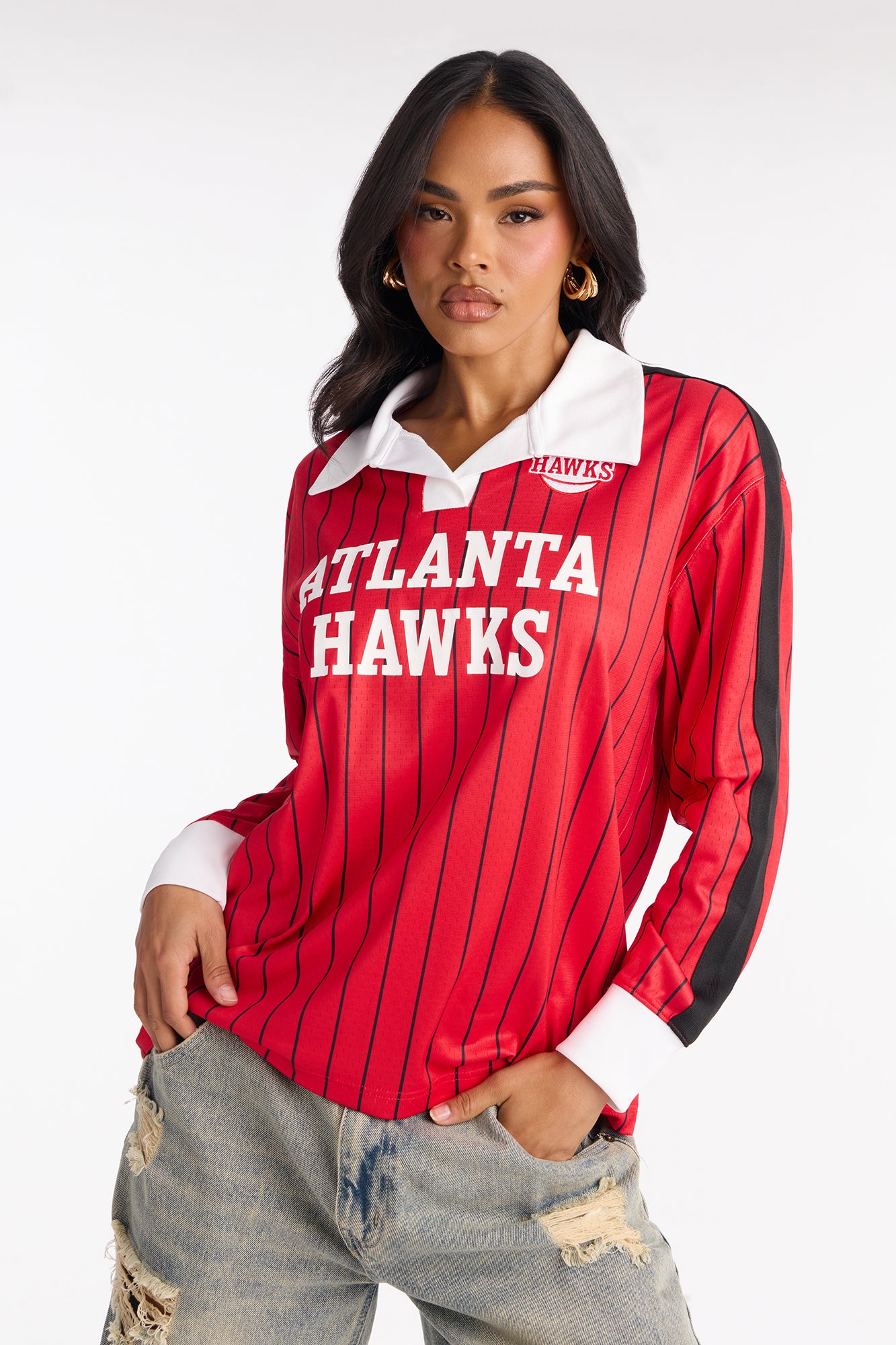 NBA Atlanta Hawks Pinstripe Long Sleeve Top - Red