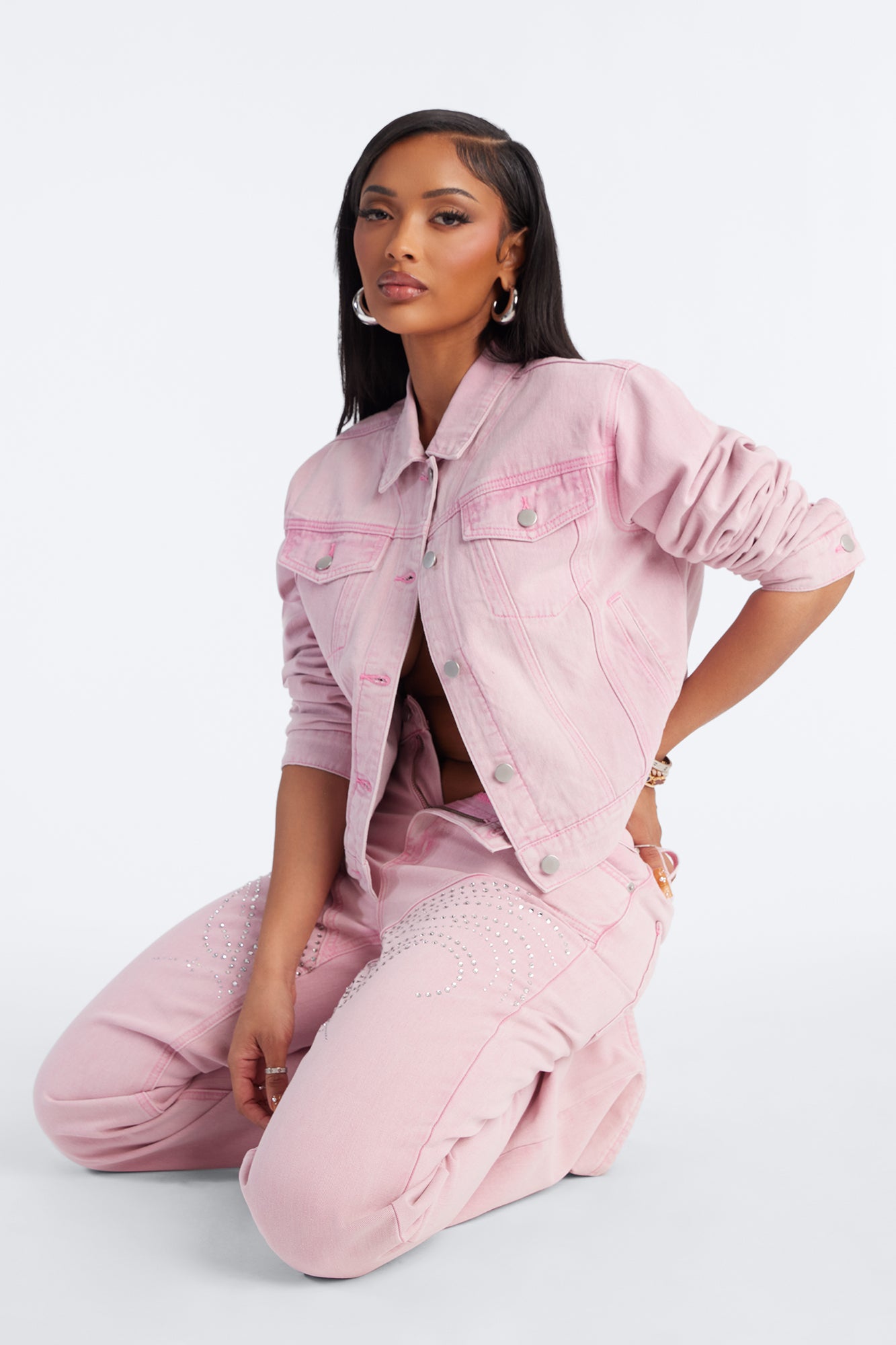 Crush On You Denim Trucker Jacket - Pink