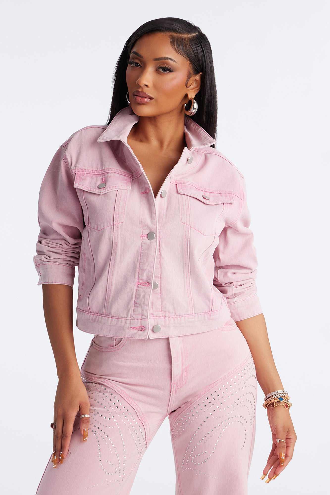 Crush On You Denim Trucker Jacket - Pink
