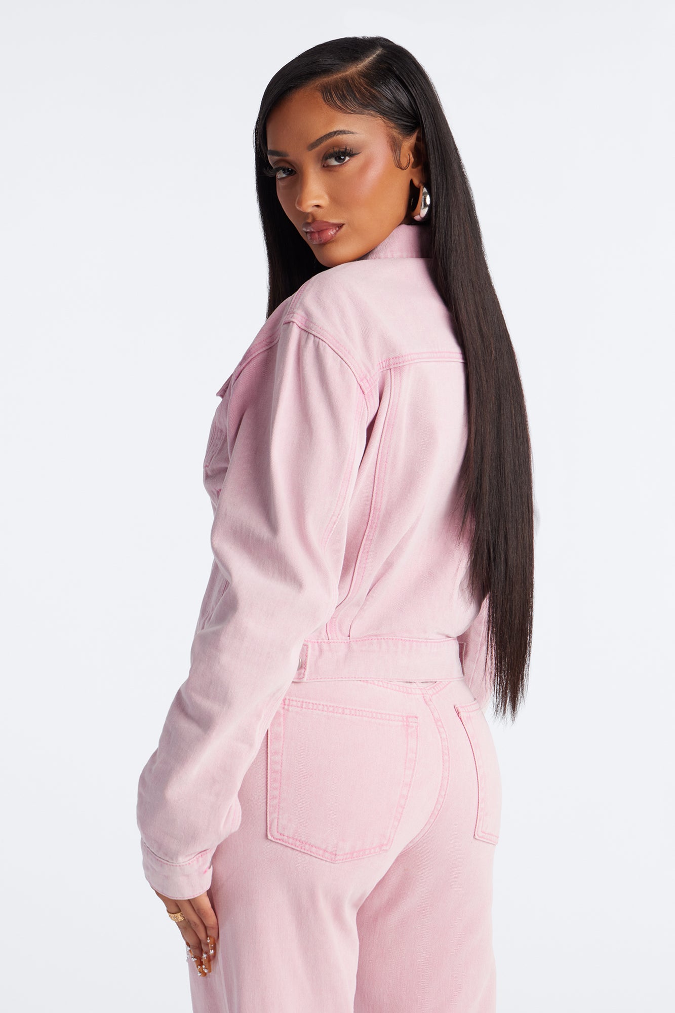 Crush On You Denim Trucker Jacket - Pink