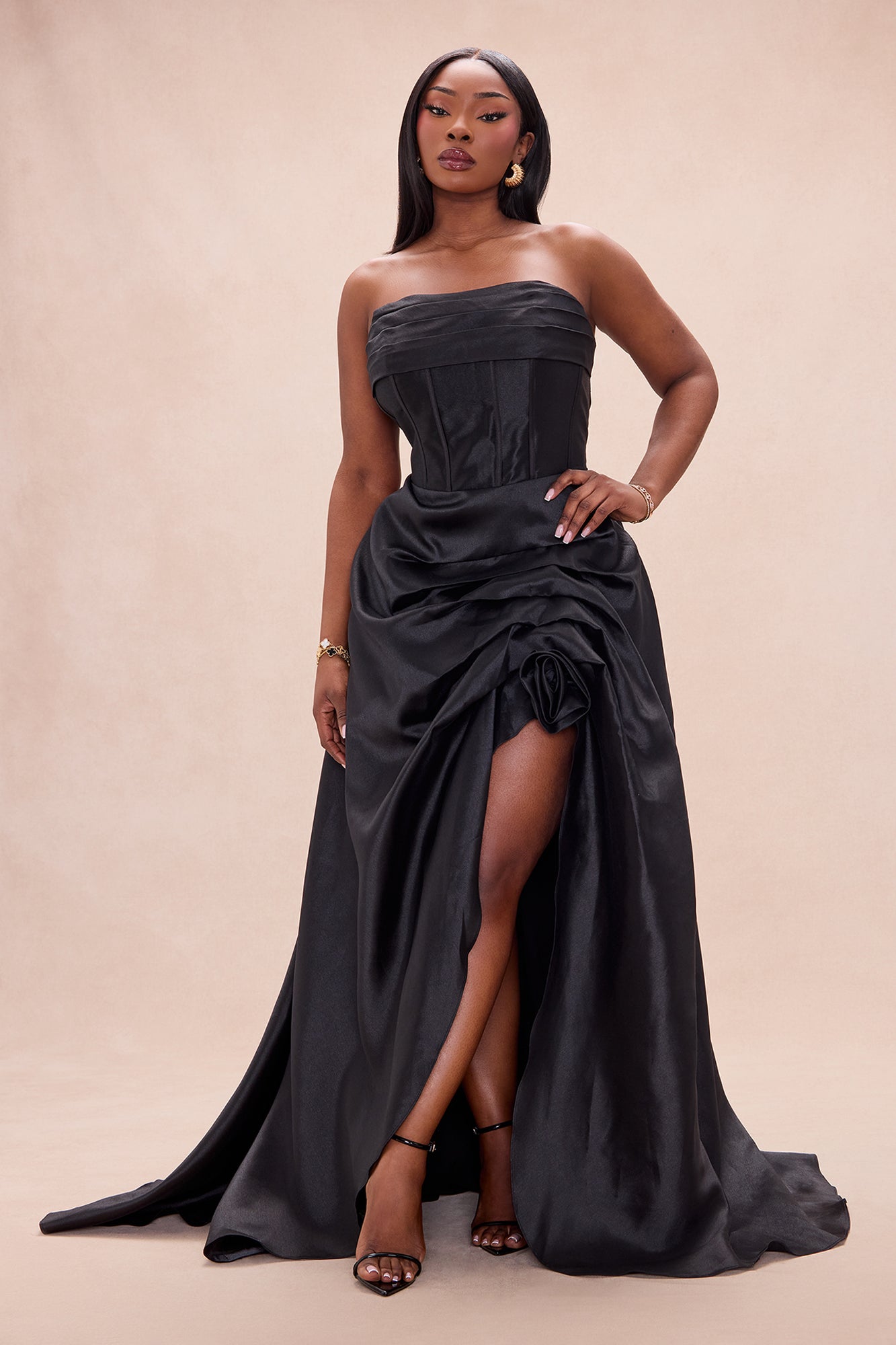 Swept Away Taffeta Gown - Black
