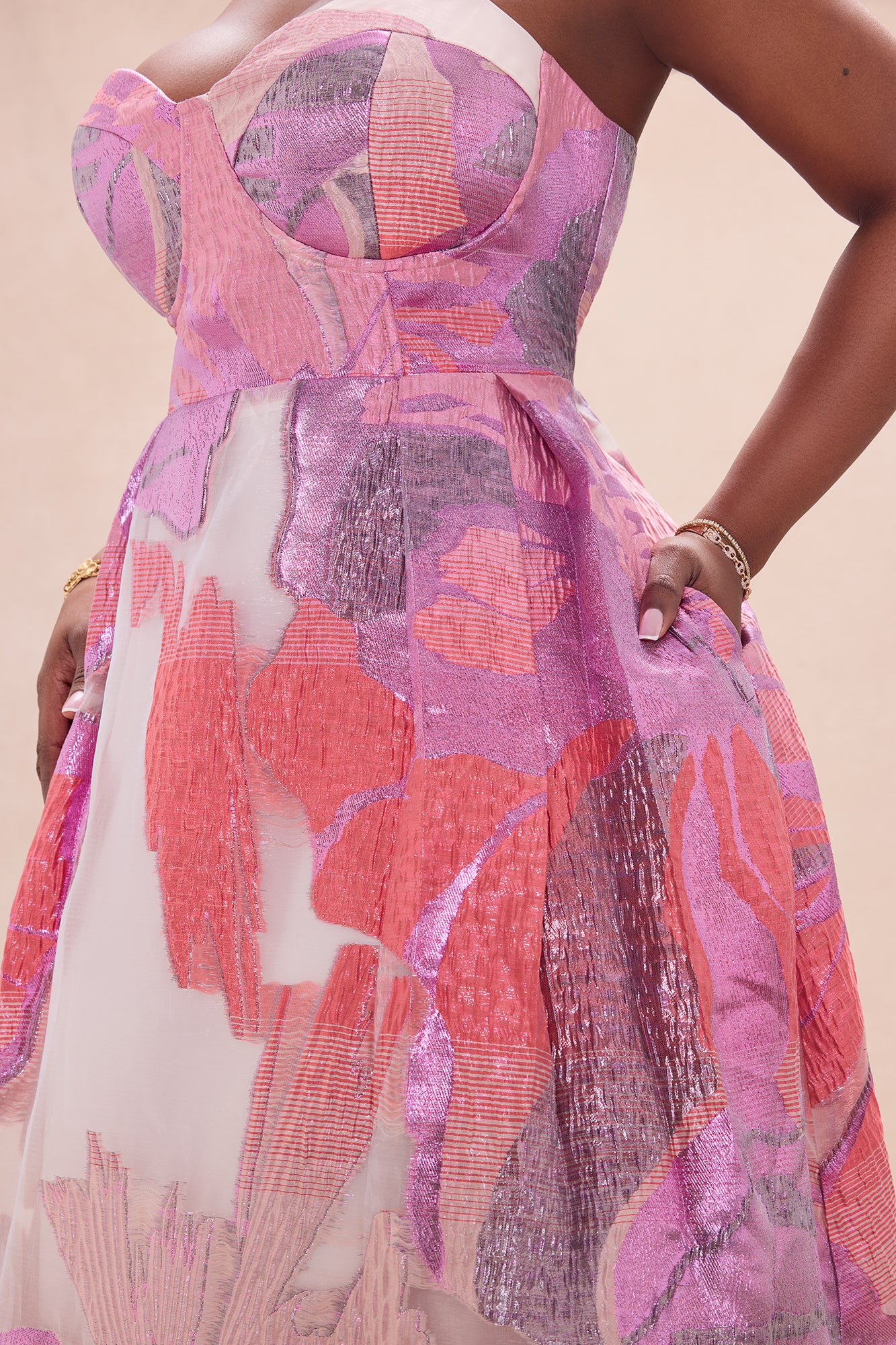 Soft Era Jacquard Midi Dress - Purple/combo