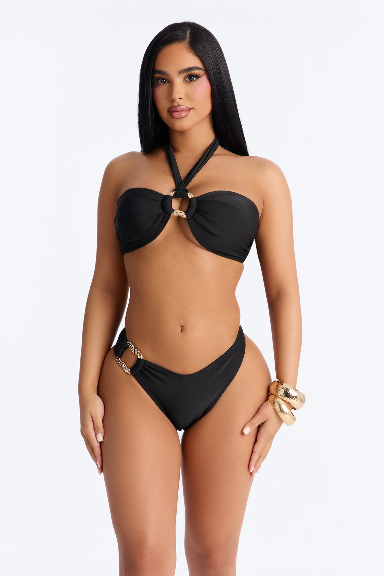 Stacey Hardware Y Neck 2 Piece Bikini - Black