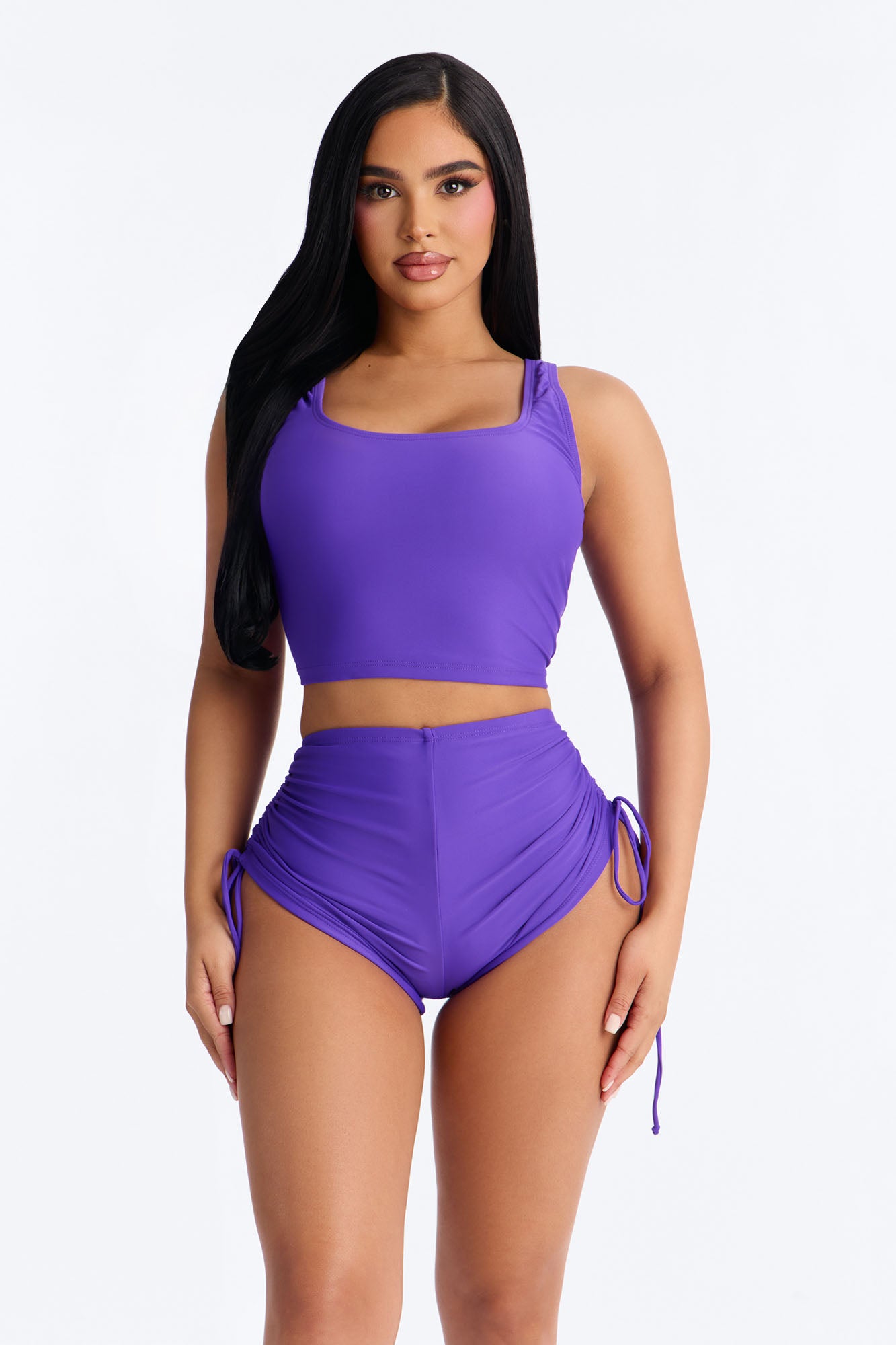 Maui Mix And Match Ruched Side Short Bikini Bottom - Violet