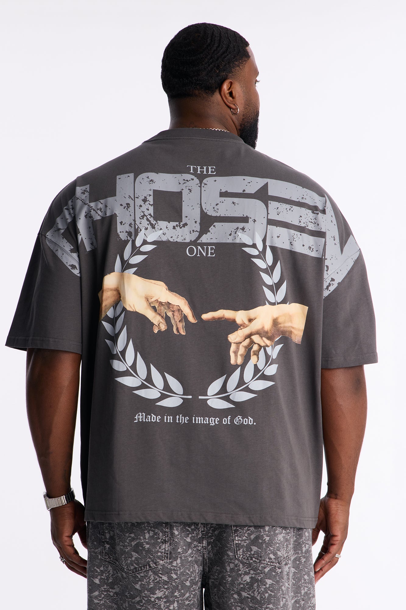 The Chosen One Oversized Premium Short Sleeve Tee - Charcoal
