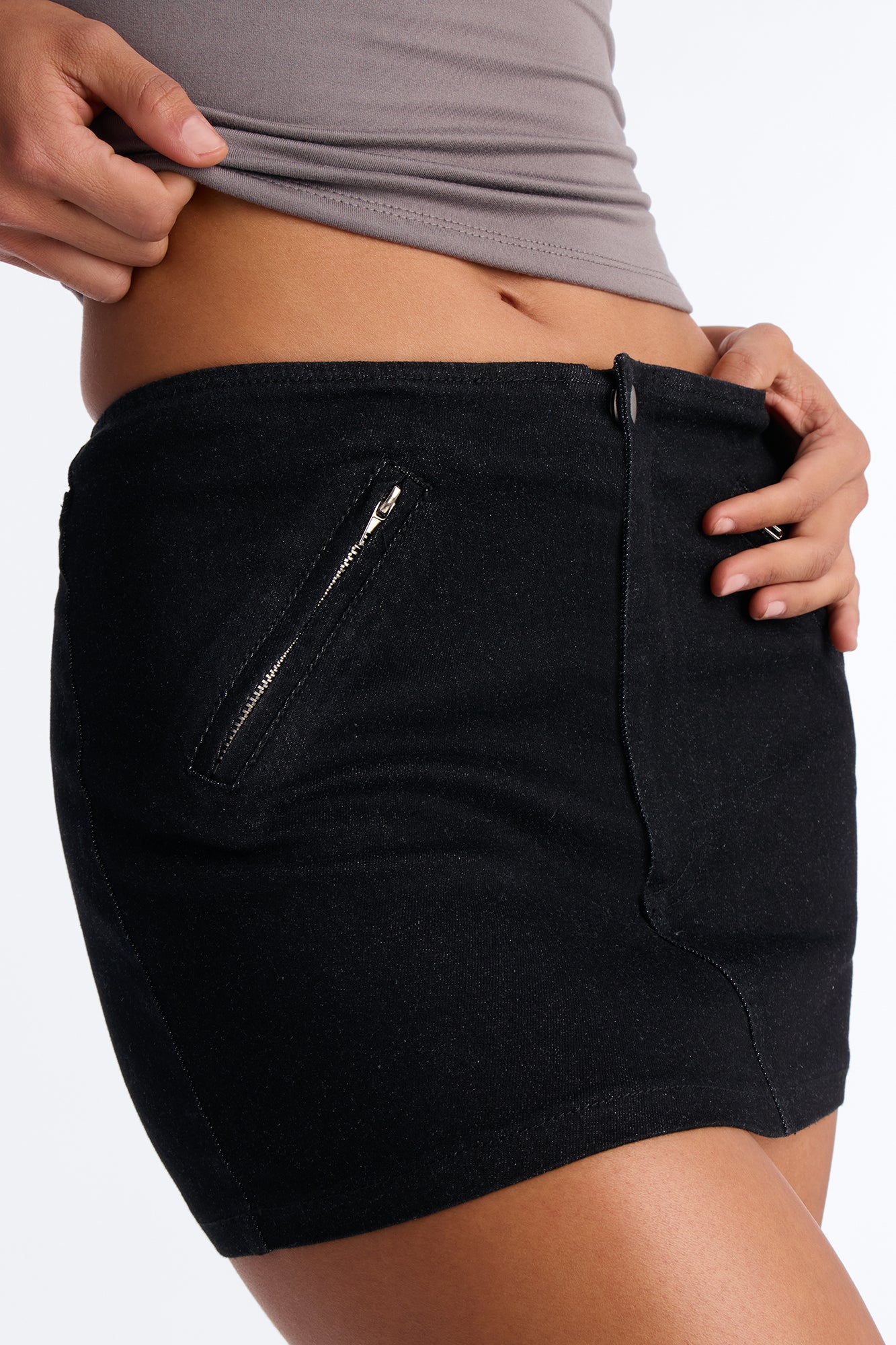 Ryder Mid Rise Stretch Denim Micro Mini Skort - Black