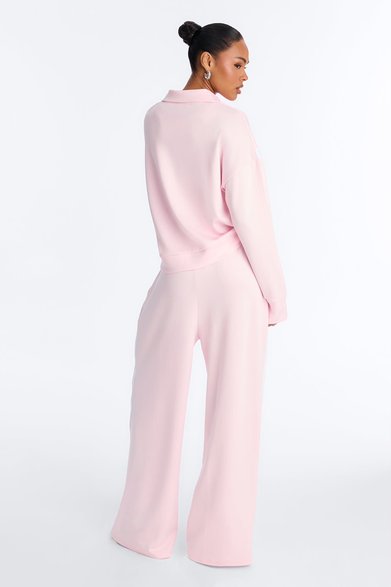 Stacy Scuba Zip Up Pant Set - Pink