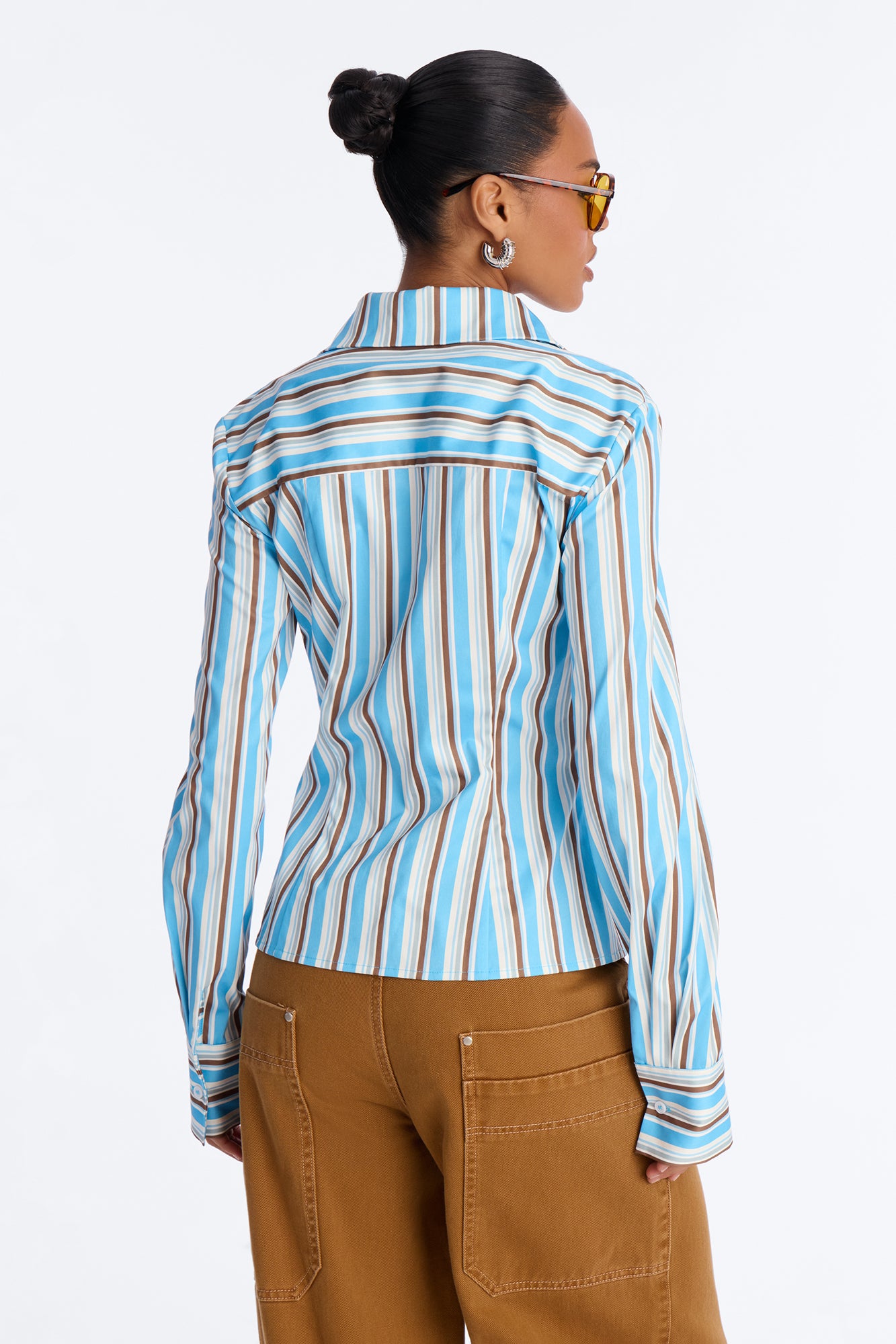 Messy Thoughts Pinstripe Fitted Shirt - Blue/combo
