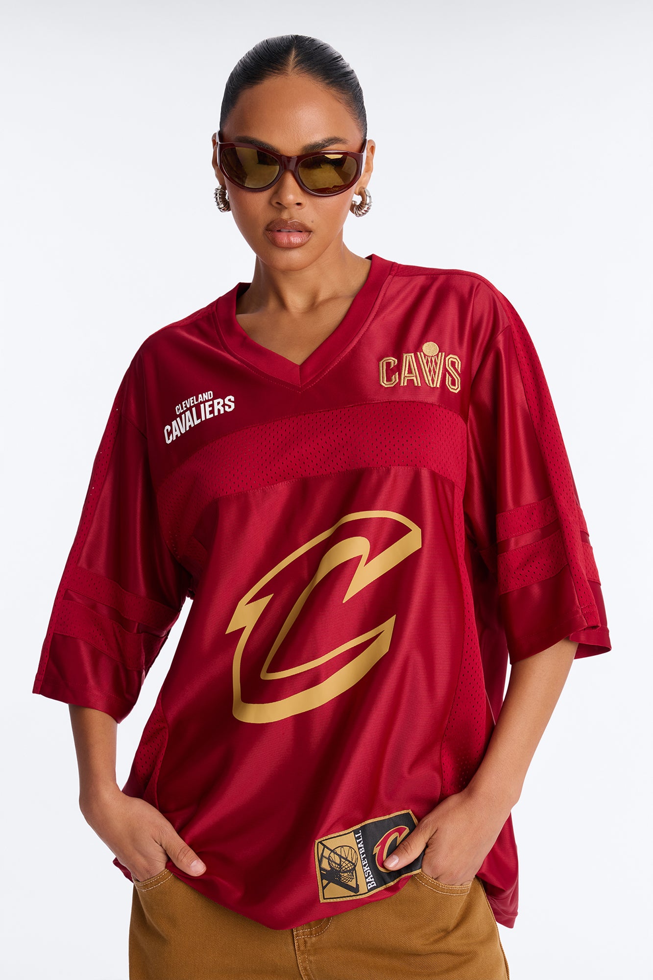 NBA Cavaliers Oversized Mesh Tee - Wine