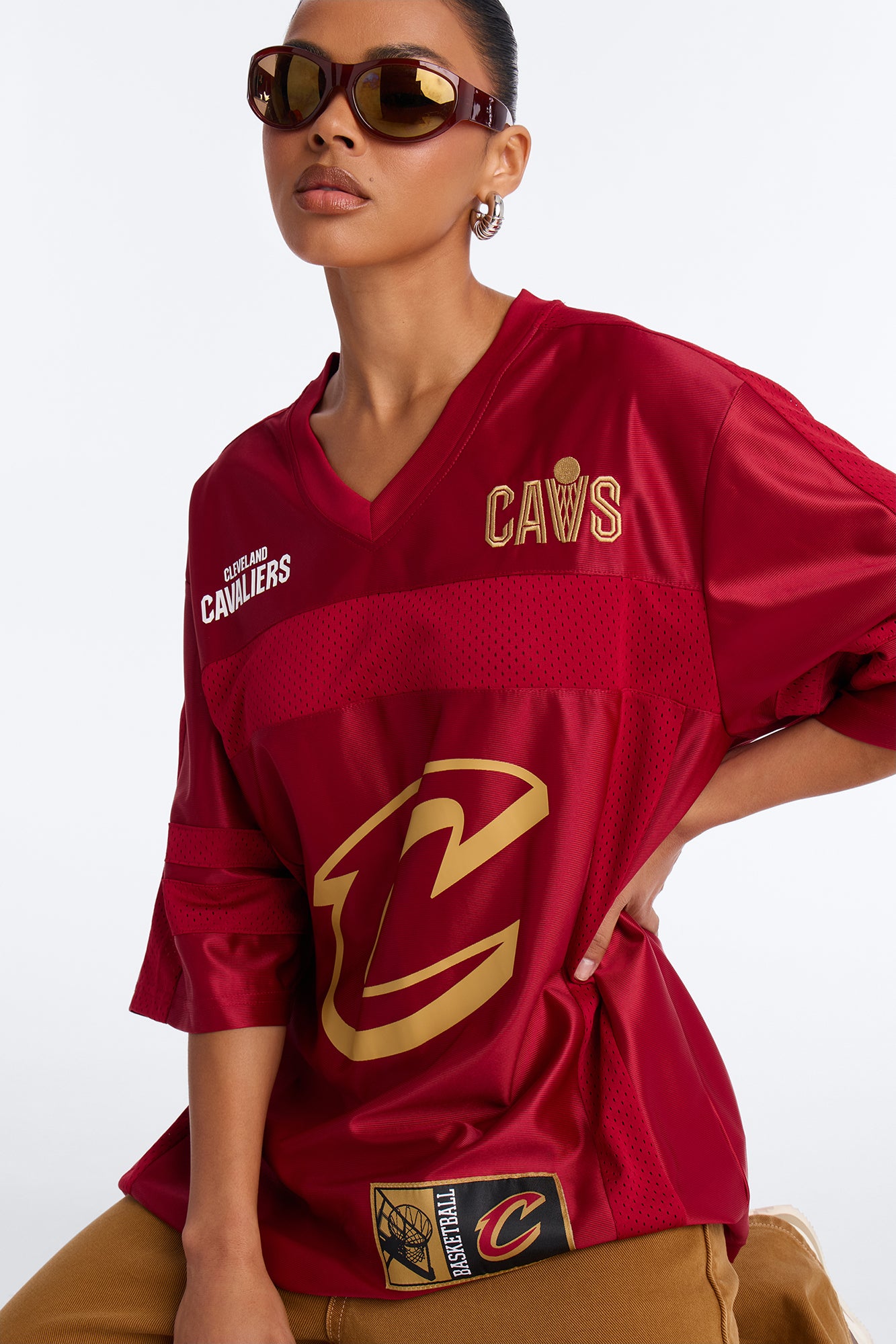 NBA Cavaliers Oversized Mesh Tee - Wine