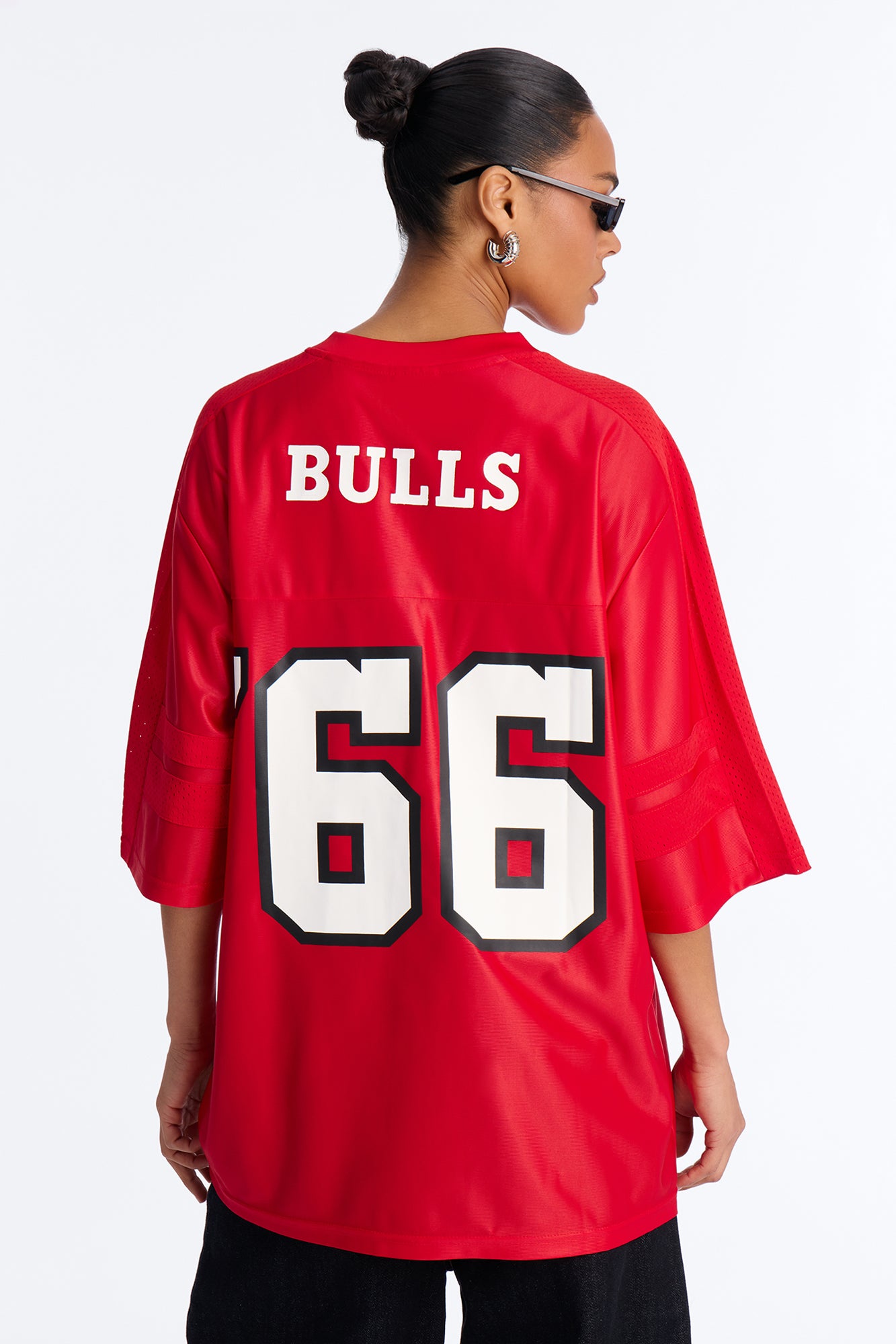 NBA Bulls Oversized Mesh Tee - Red
