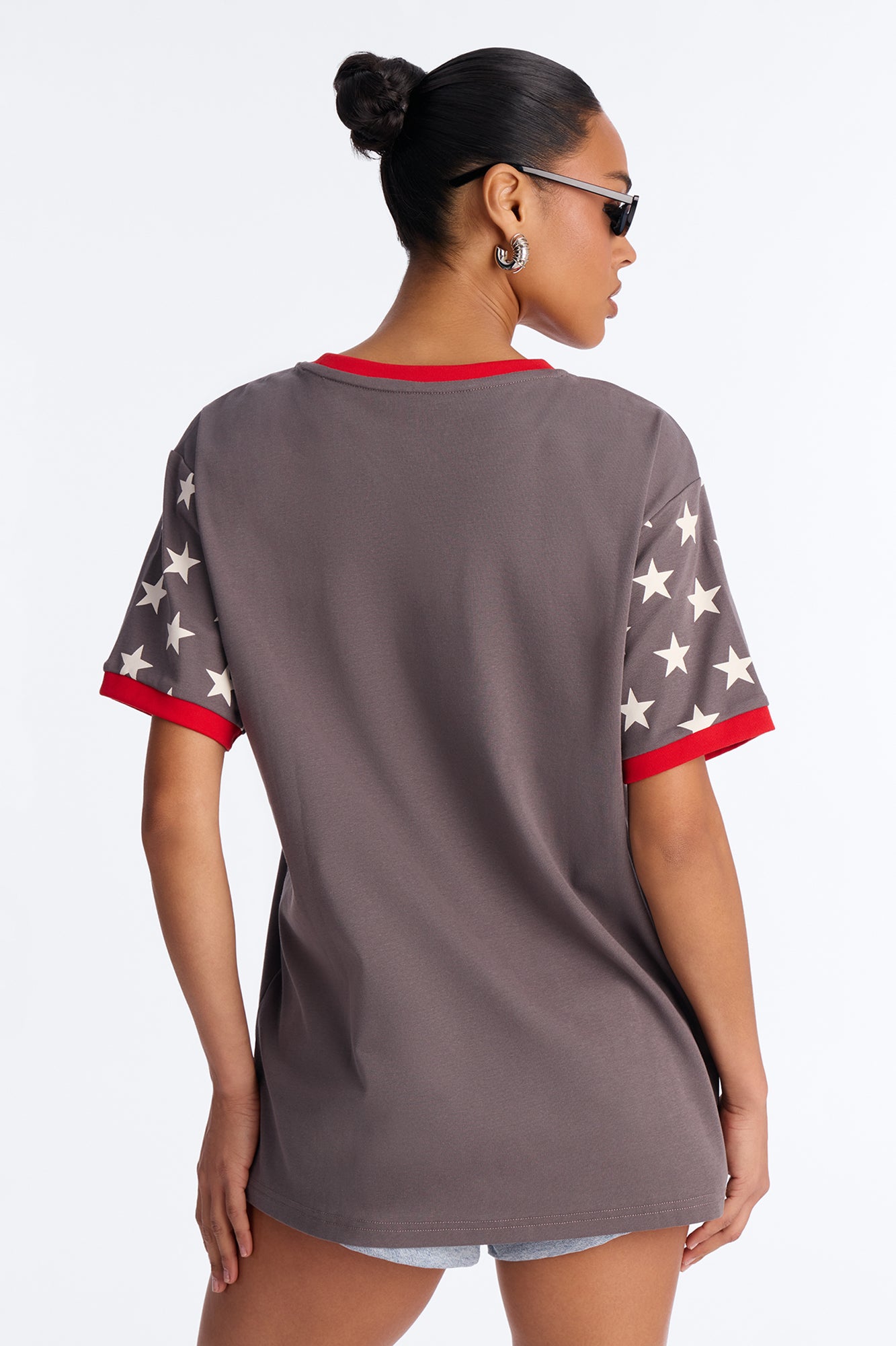 Outlaw Born To Ride Oversized Tee - Charcoal/combo