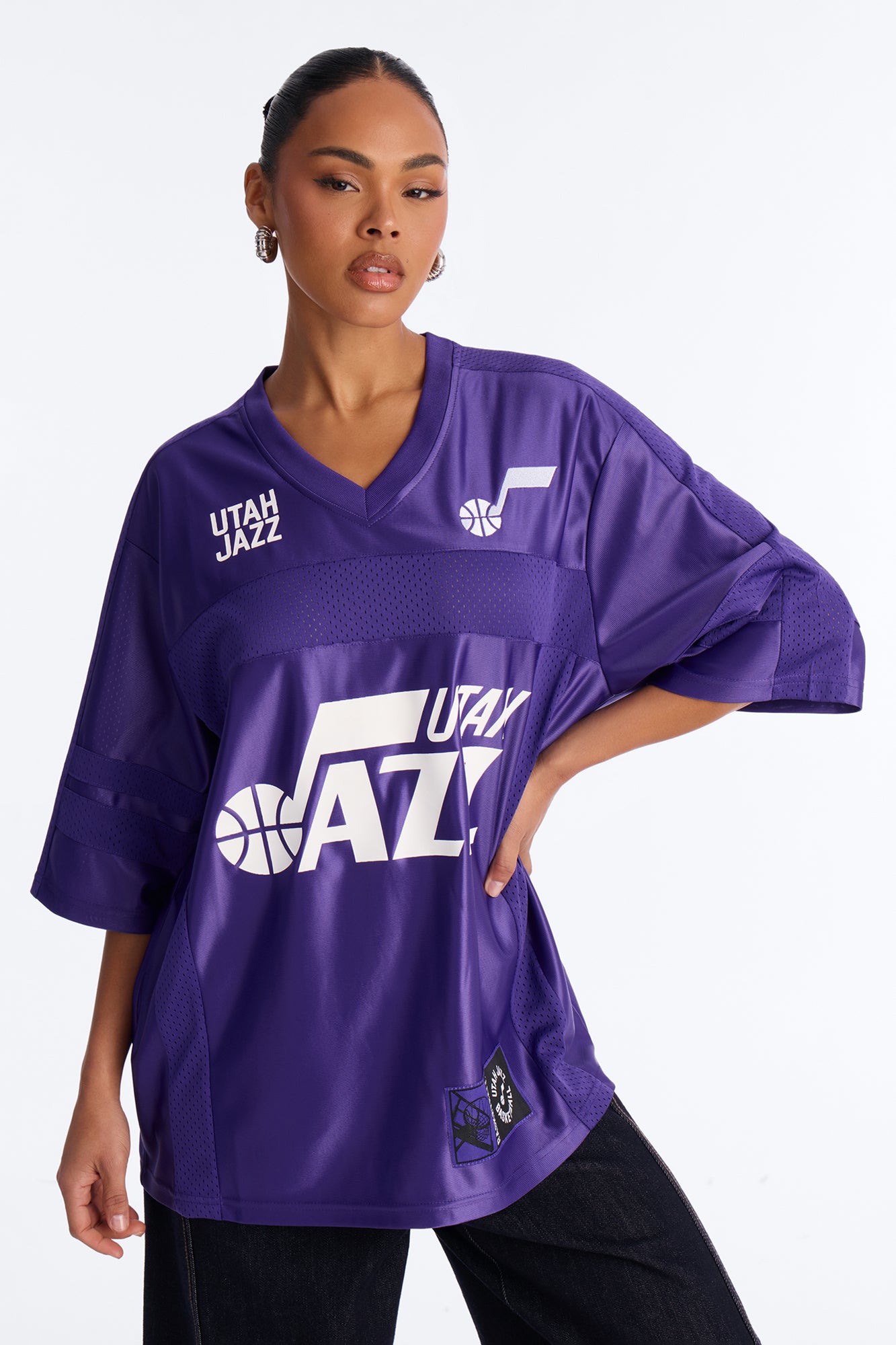 NBA Jazz Oversized Mesh Tee - Purple