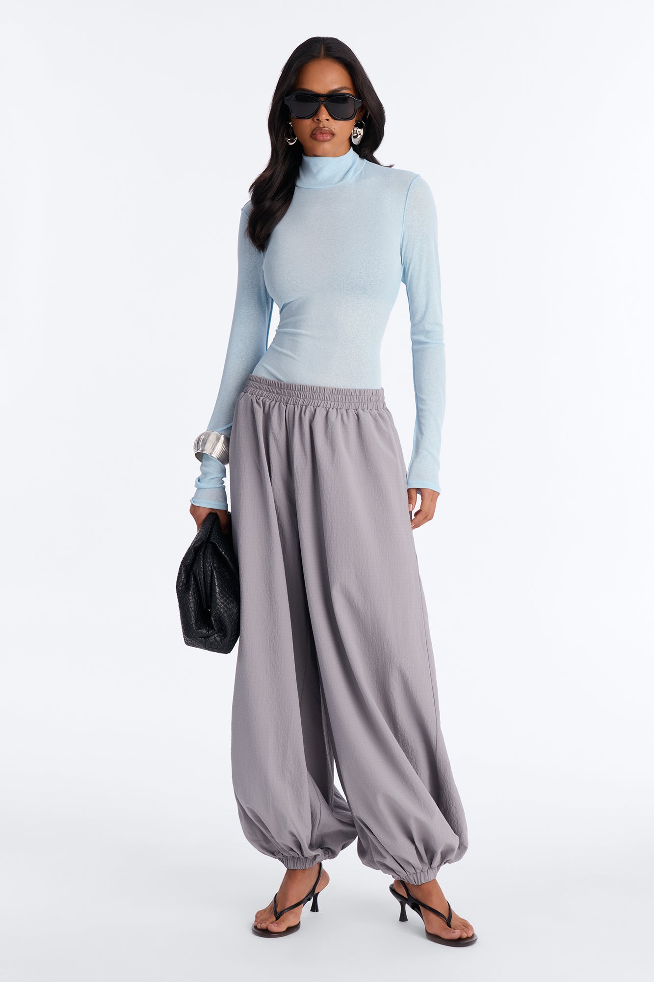 Barely On Textured Sheer Long Sleeve - Blue