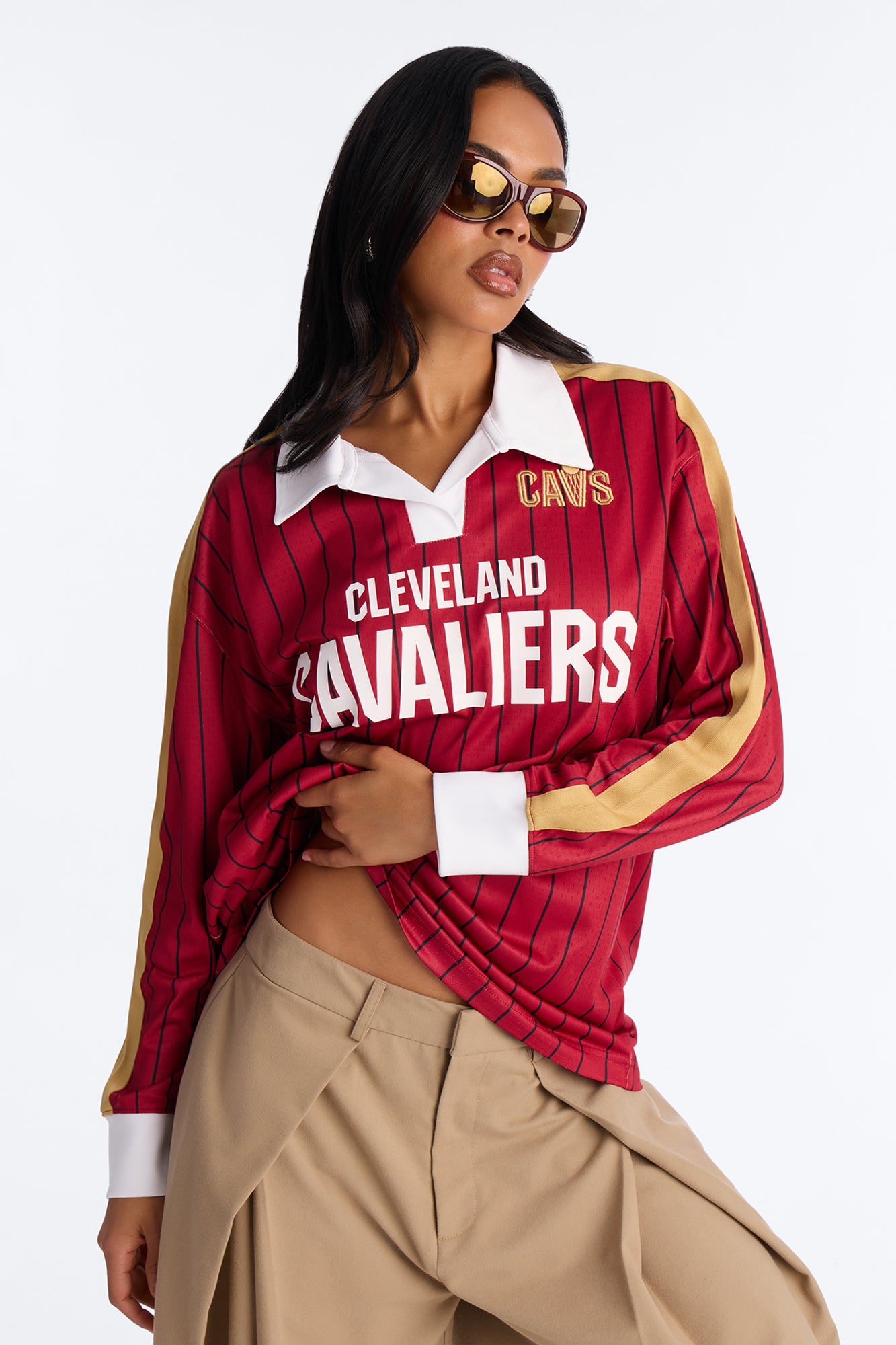 NBA Cleveland Cavaliers Pinstripe Long Sleeve Top - Wine