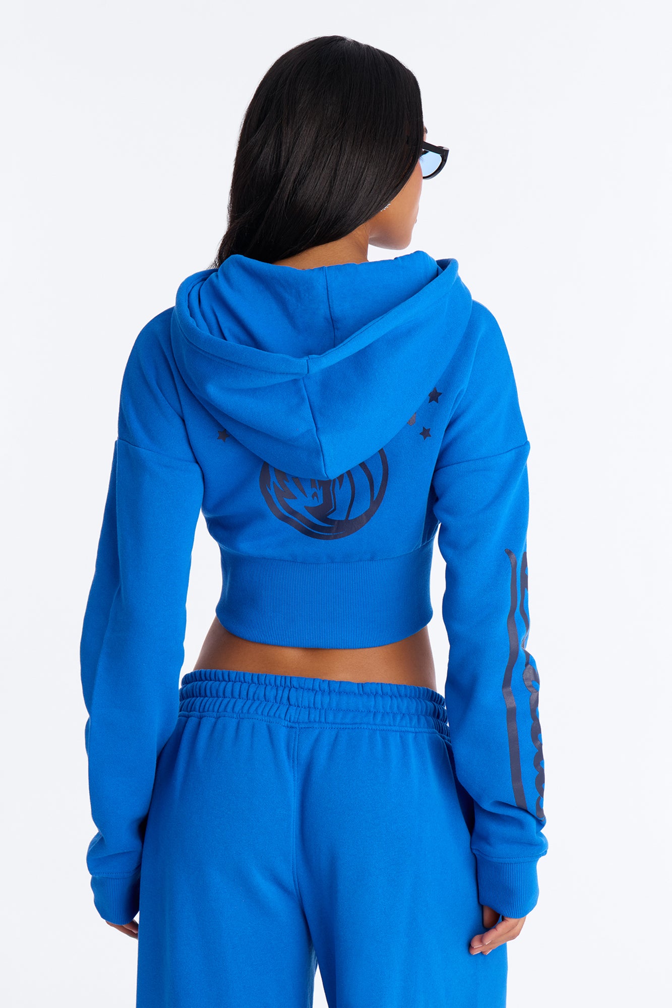 NBA Dallas Mavericks Cropped Fleece Full Zip Hoodie - Blue