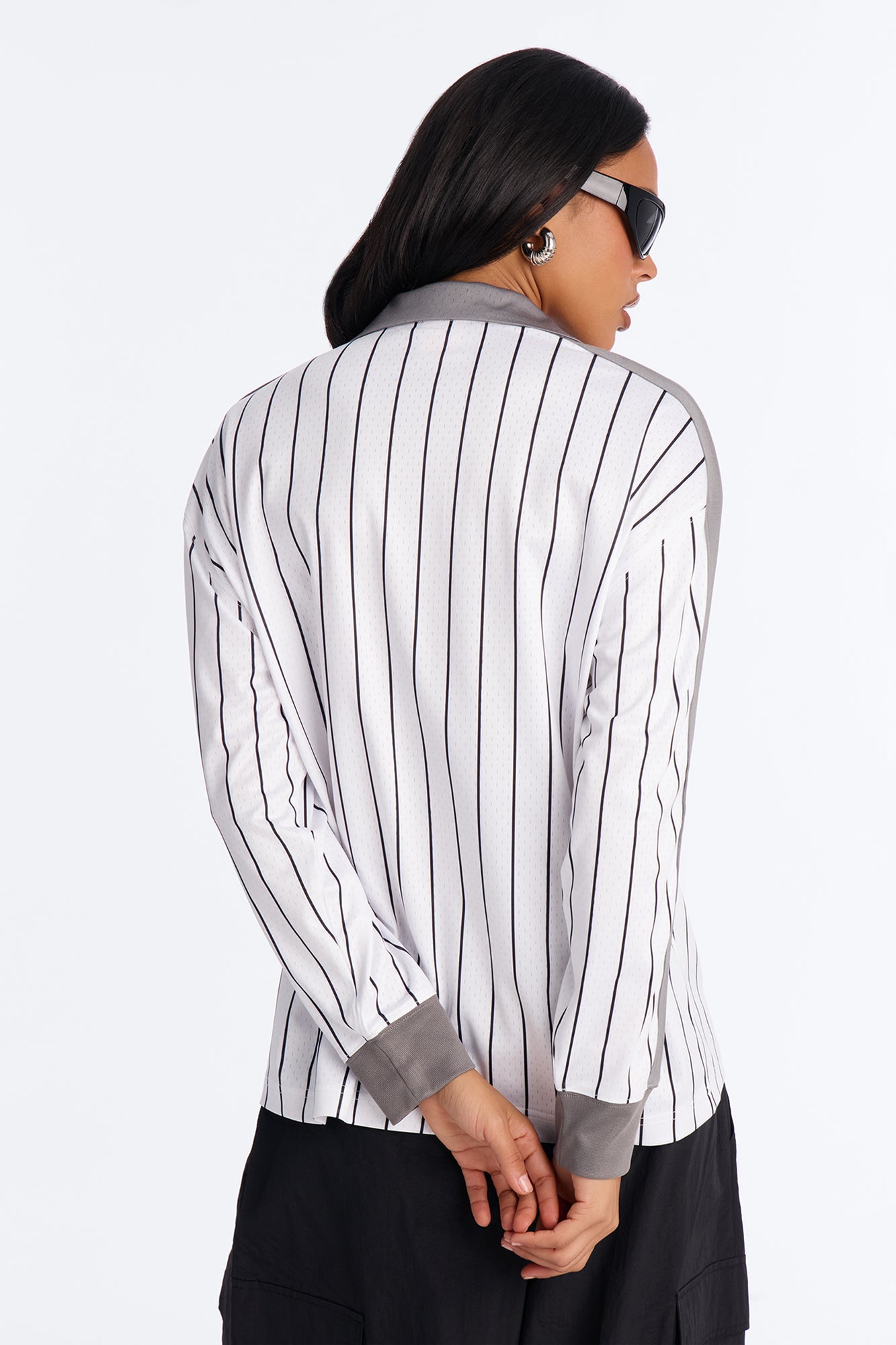 NBABrooklyn Nets Pinstripe Long Sleeve Top - White