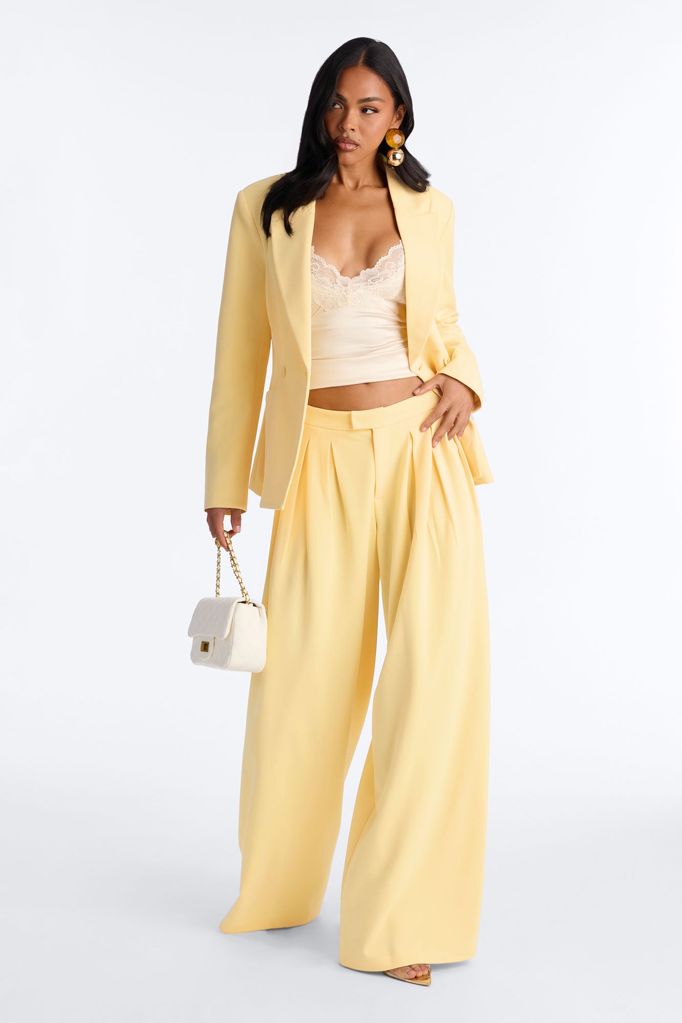Charlie Wide Leg Trouser 33″ - Butter Yellow