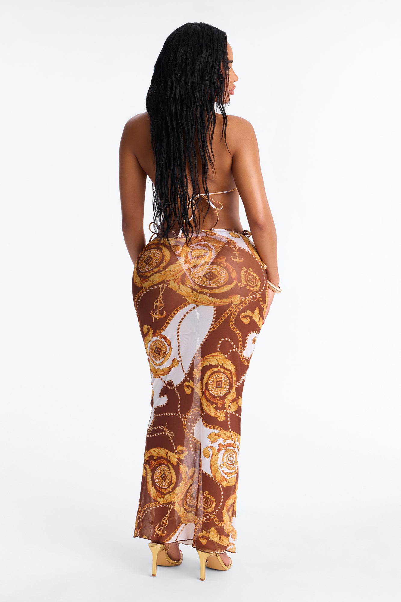 Coronado Beach Cutie Bikini And Sarong - Brown/combo