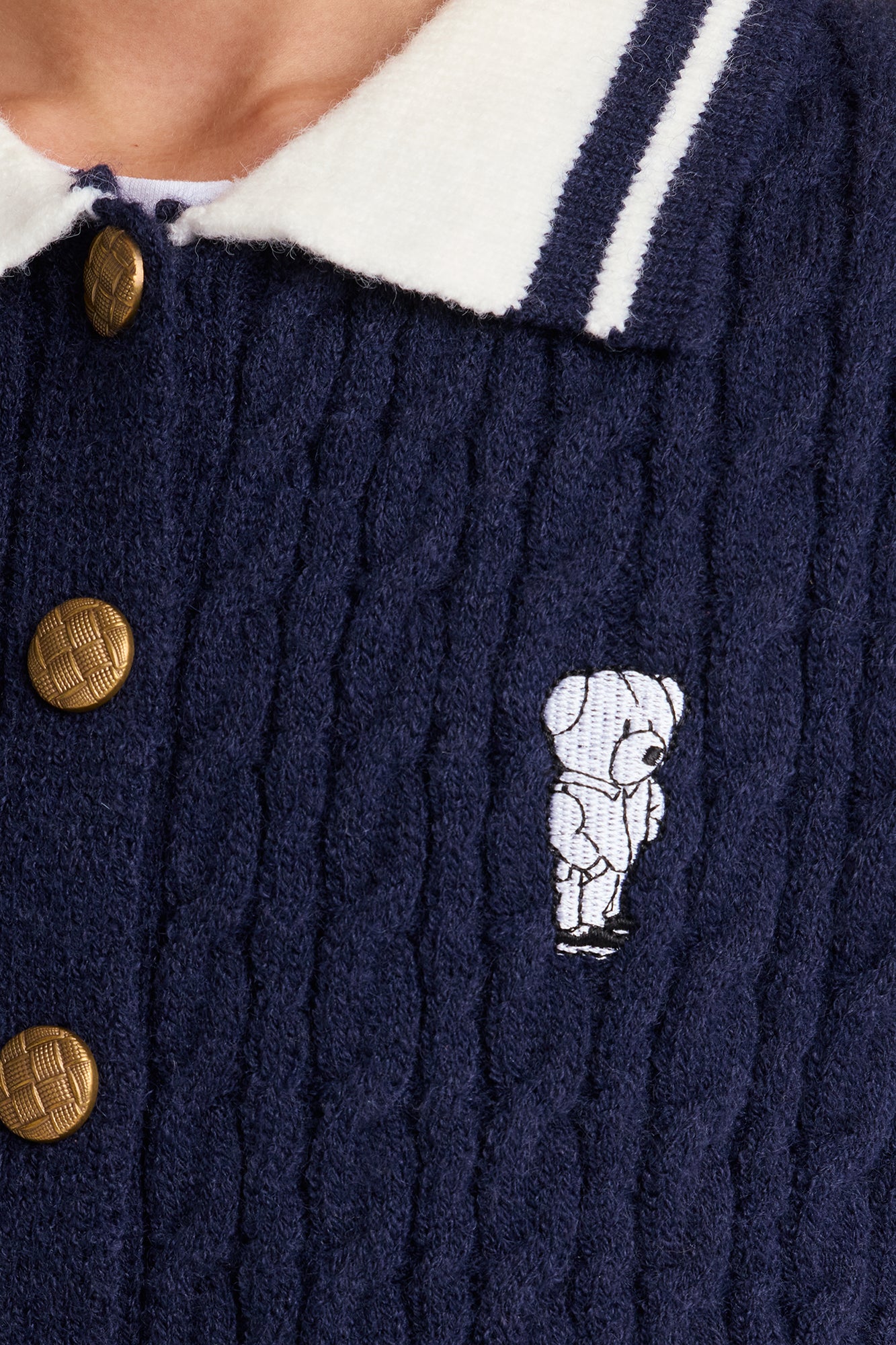 Mini Campus Queen Sweater Cardigan Skirt Set - Navy