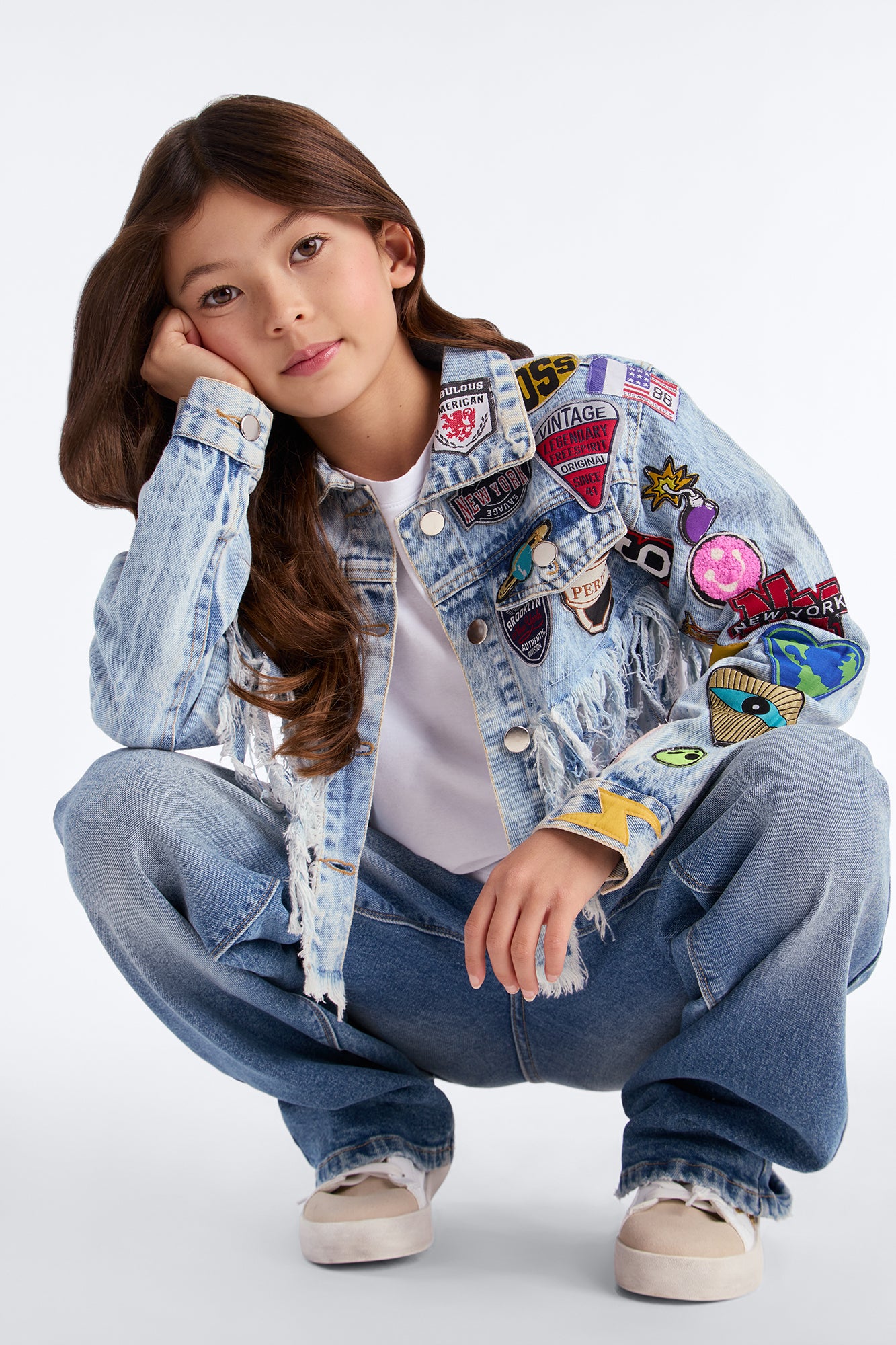 Mini New Level Fringe Denim Jacket - Medium Wash