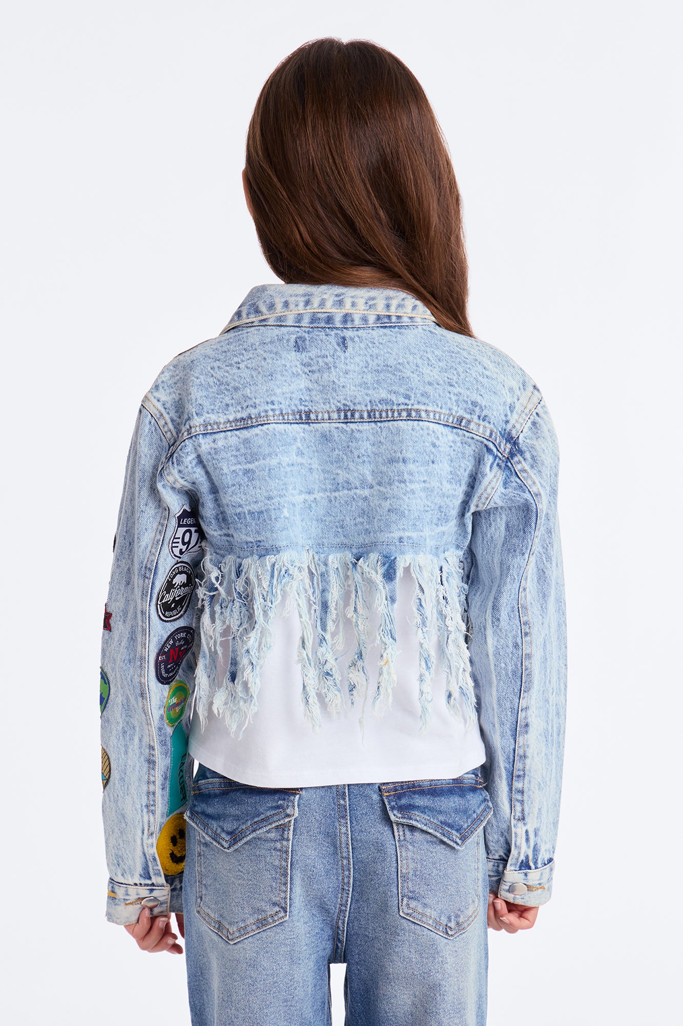 Mini New Level Fringe Denim Jacket - Medium Wash