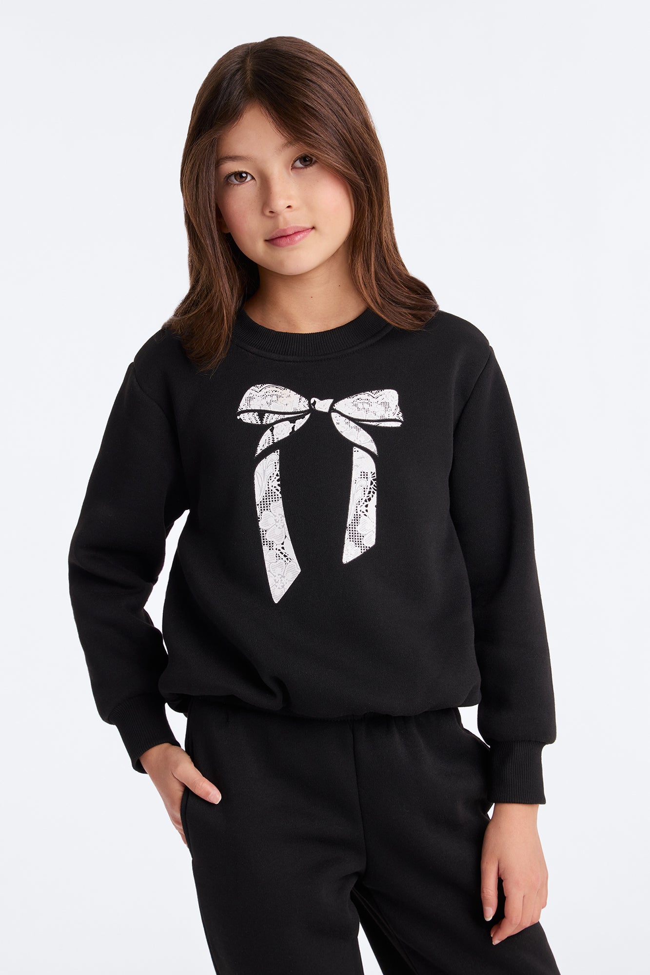Mini Obsessed With Bows Pant Set - Black