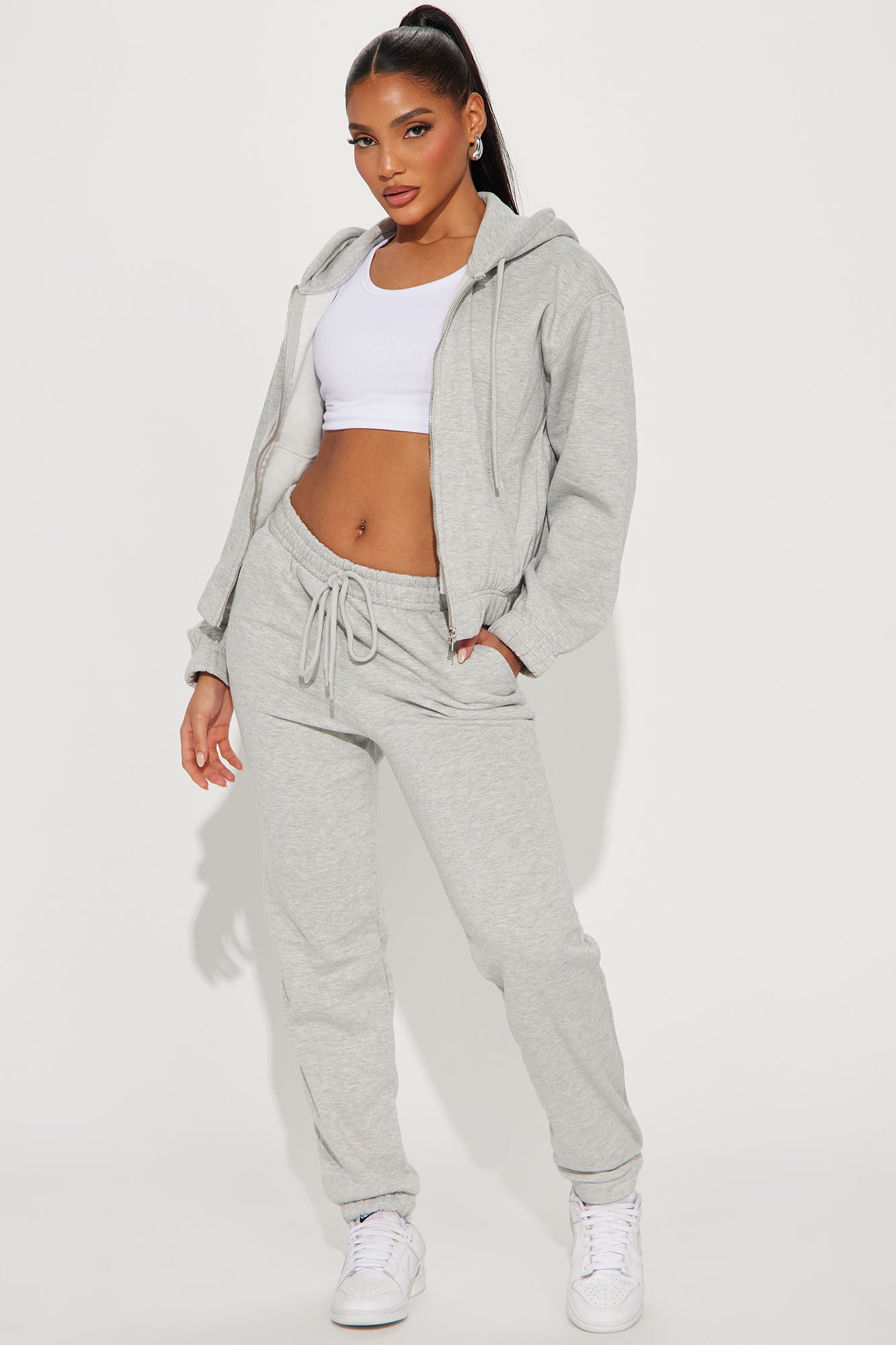 Endless Trips Fleece Jogger Set - Heather Grey