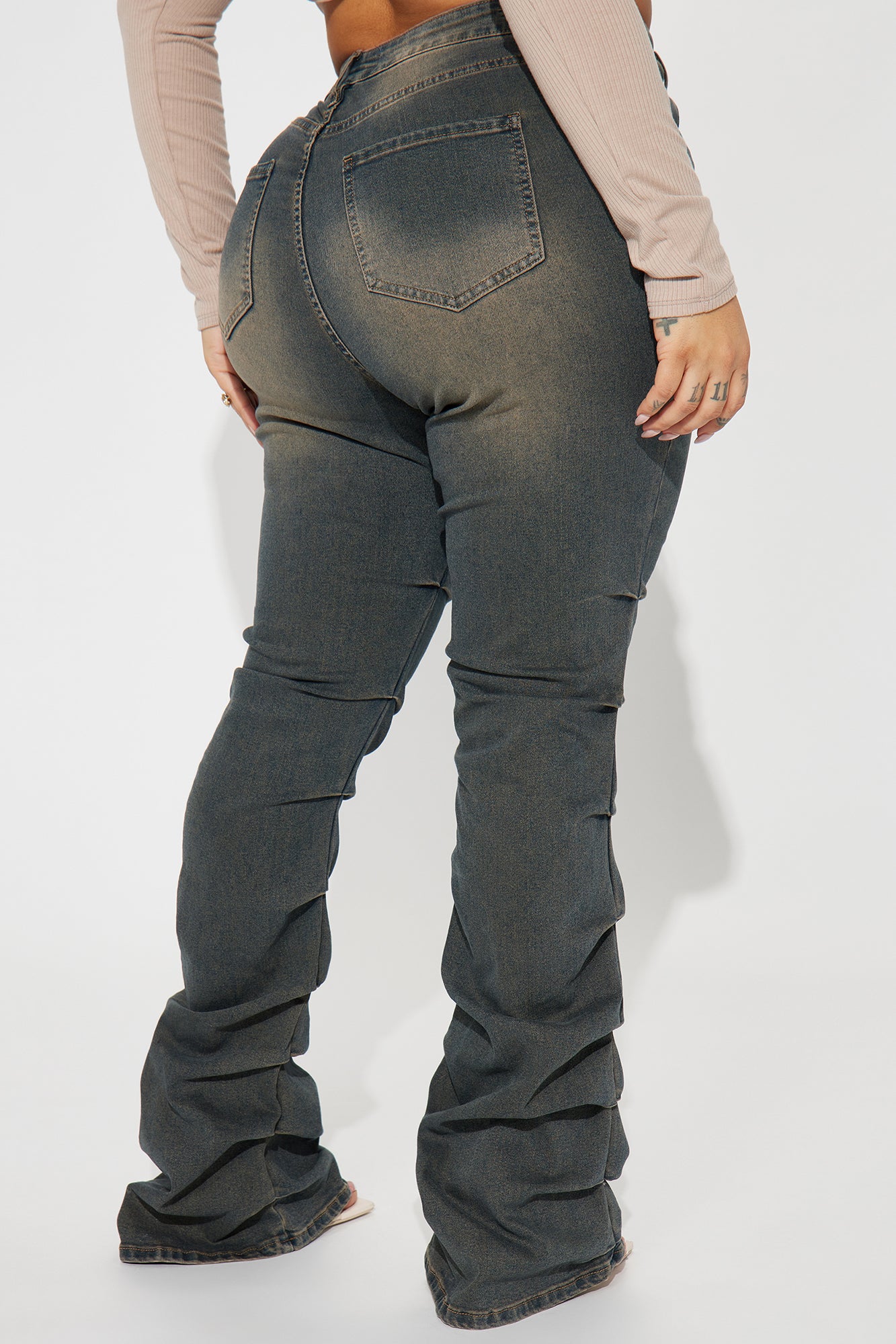 Calling For You Stacked Bootcut Jeans - Dark Wash