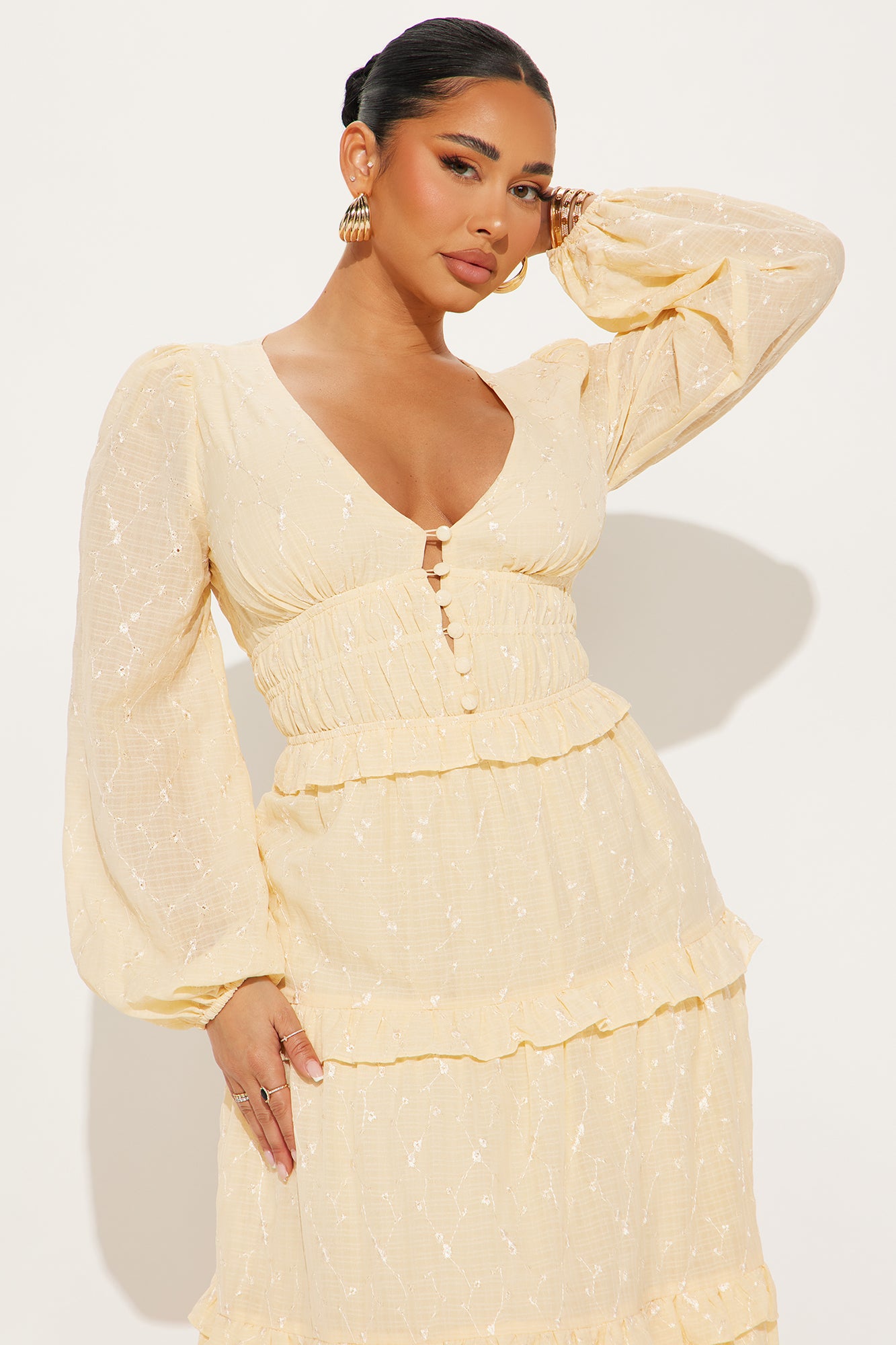 Sophia Eyelet Maxi Dress - Butter Yellow