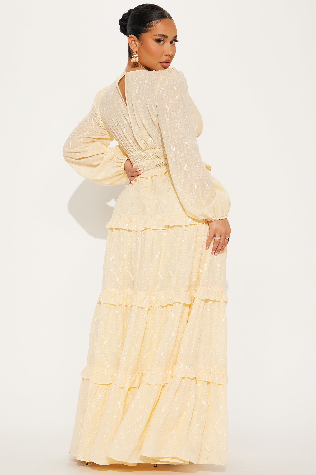Sophia Eyelet Maxi Dress - Butter Yellow