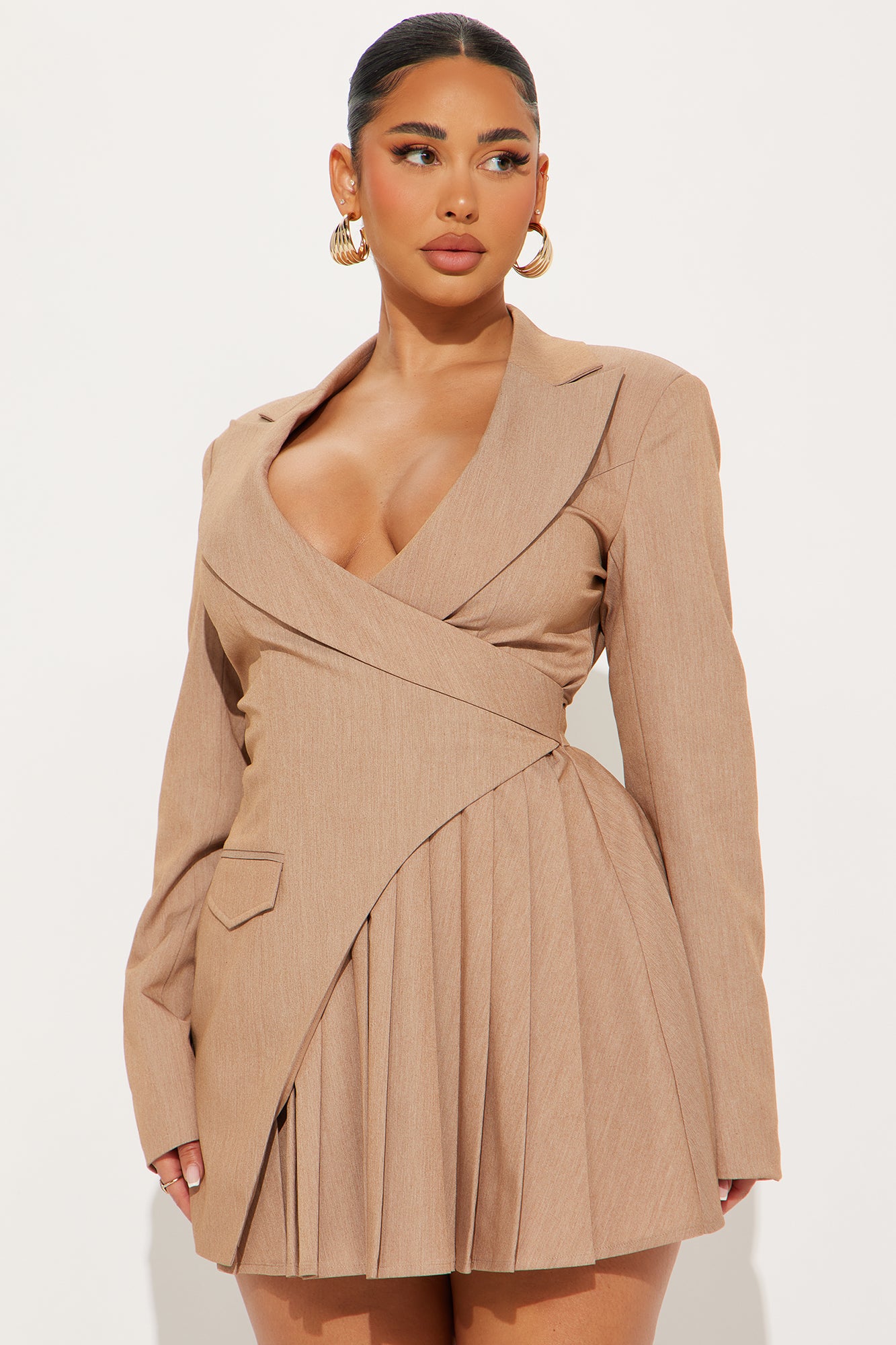 Delani Mini Blazer Dress - Khaki