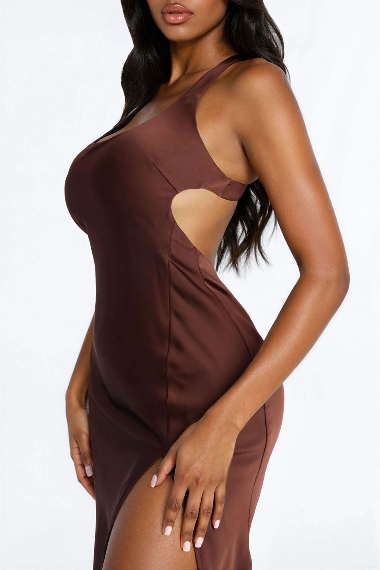 Reese Satin Maxi Dress - Chocolate