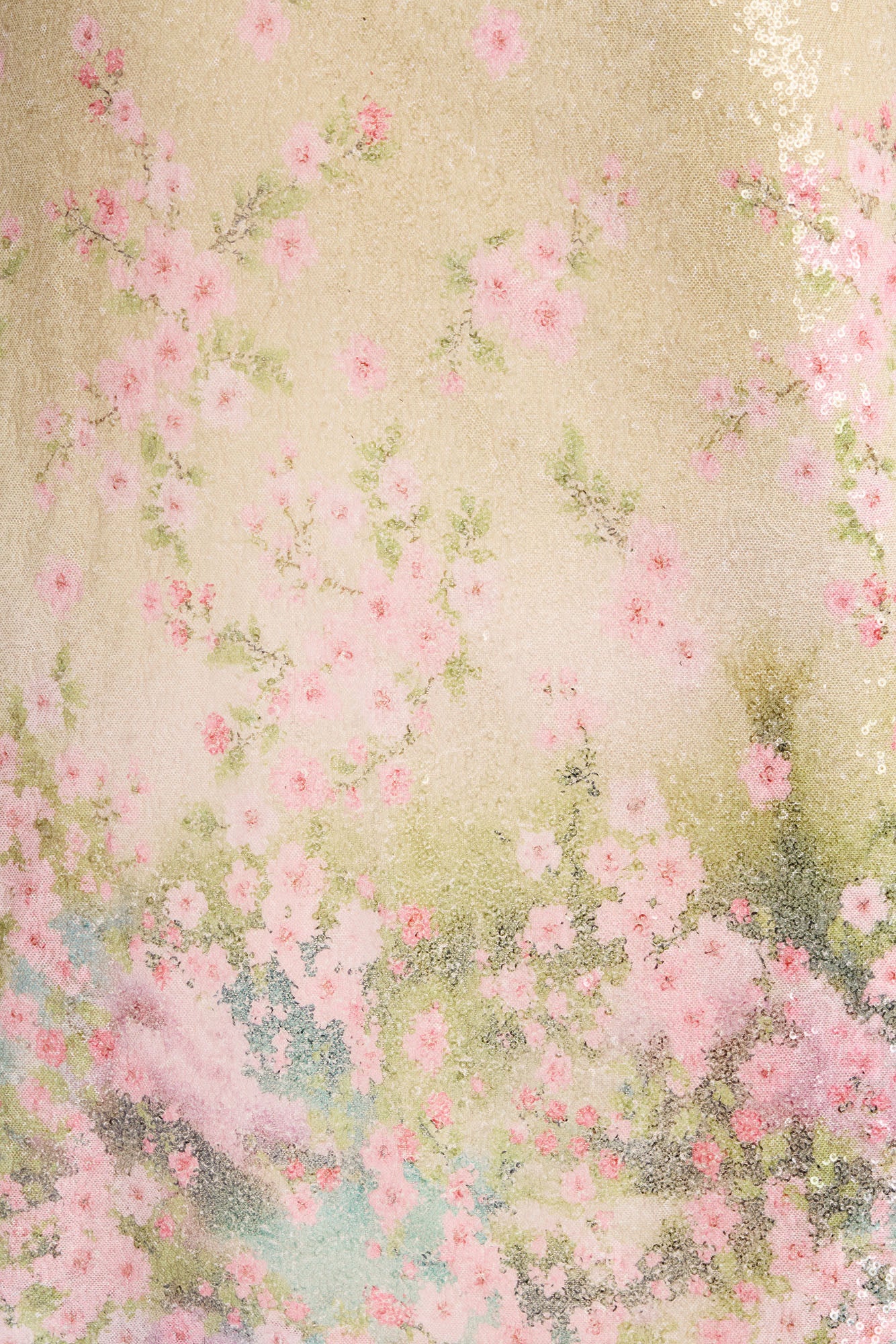 Delia Floral Sequin Gown - Nude/combo
