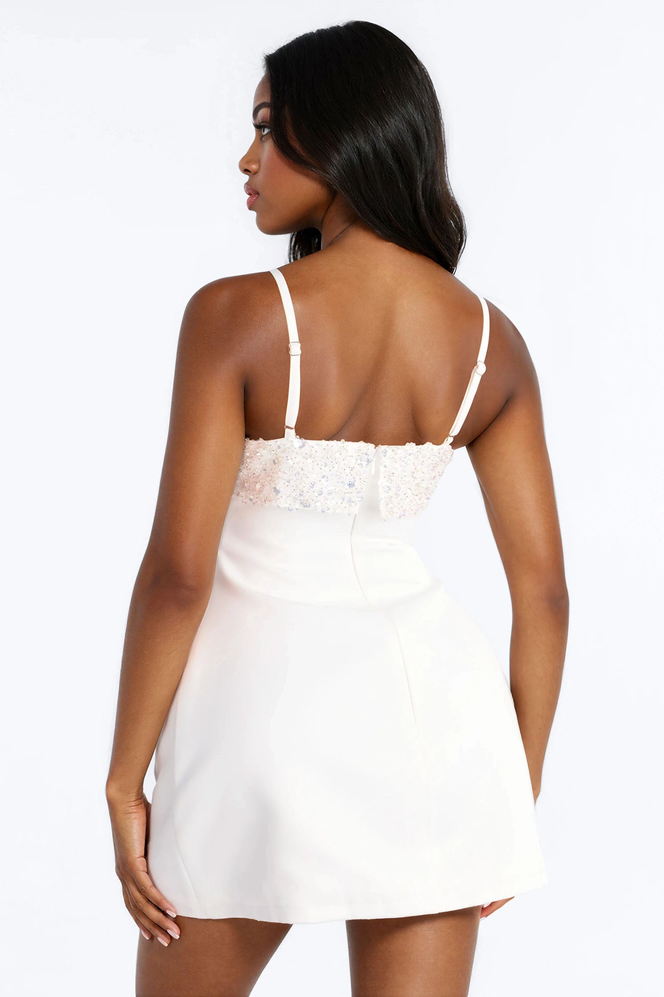 Pure Intentions Embellished Mini Dress - White