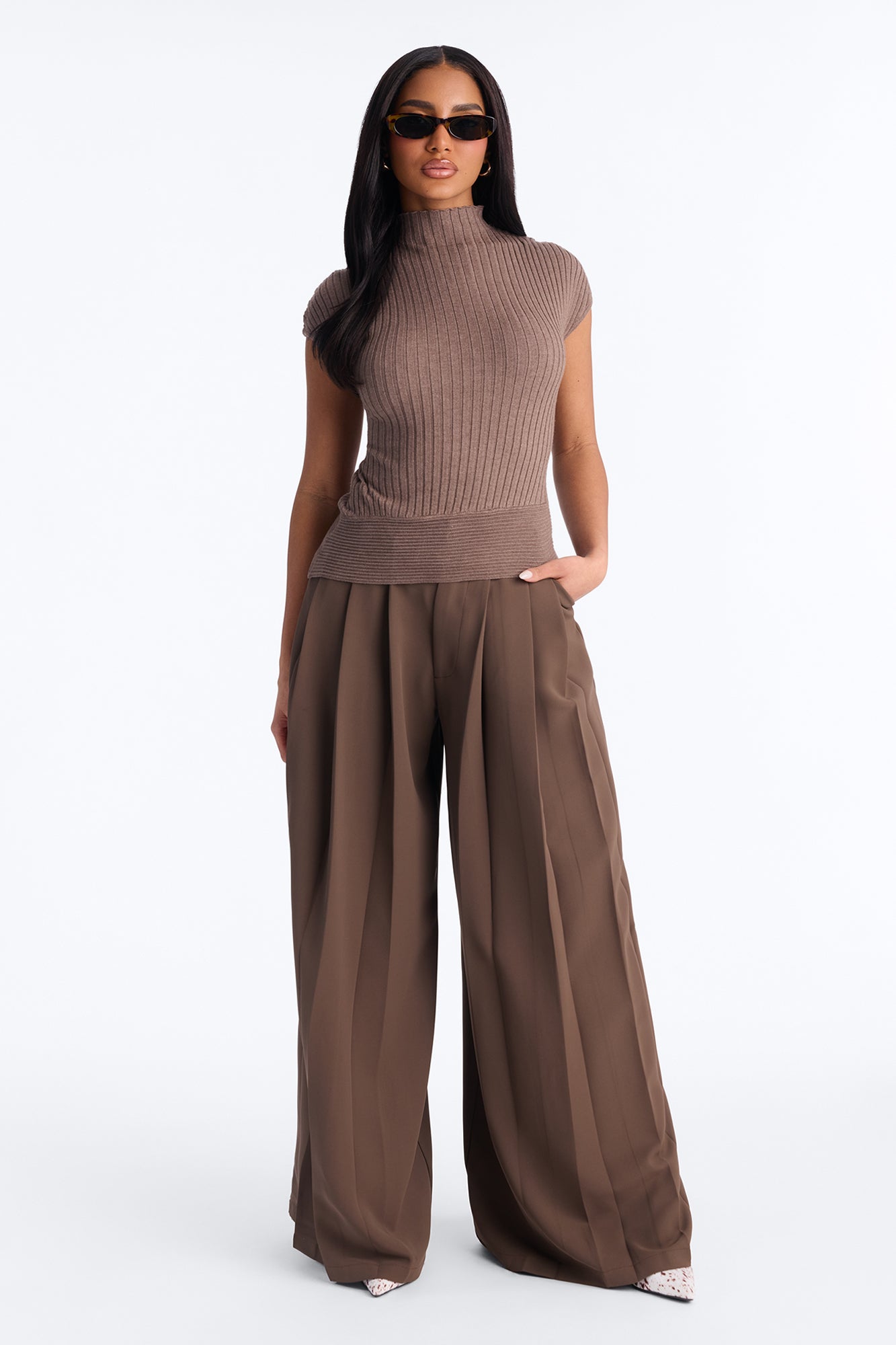 Ordinary Life Mock Neck Sweater Top - Mocha