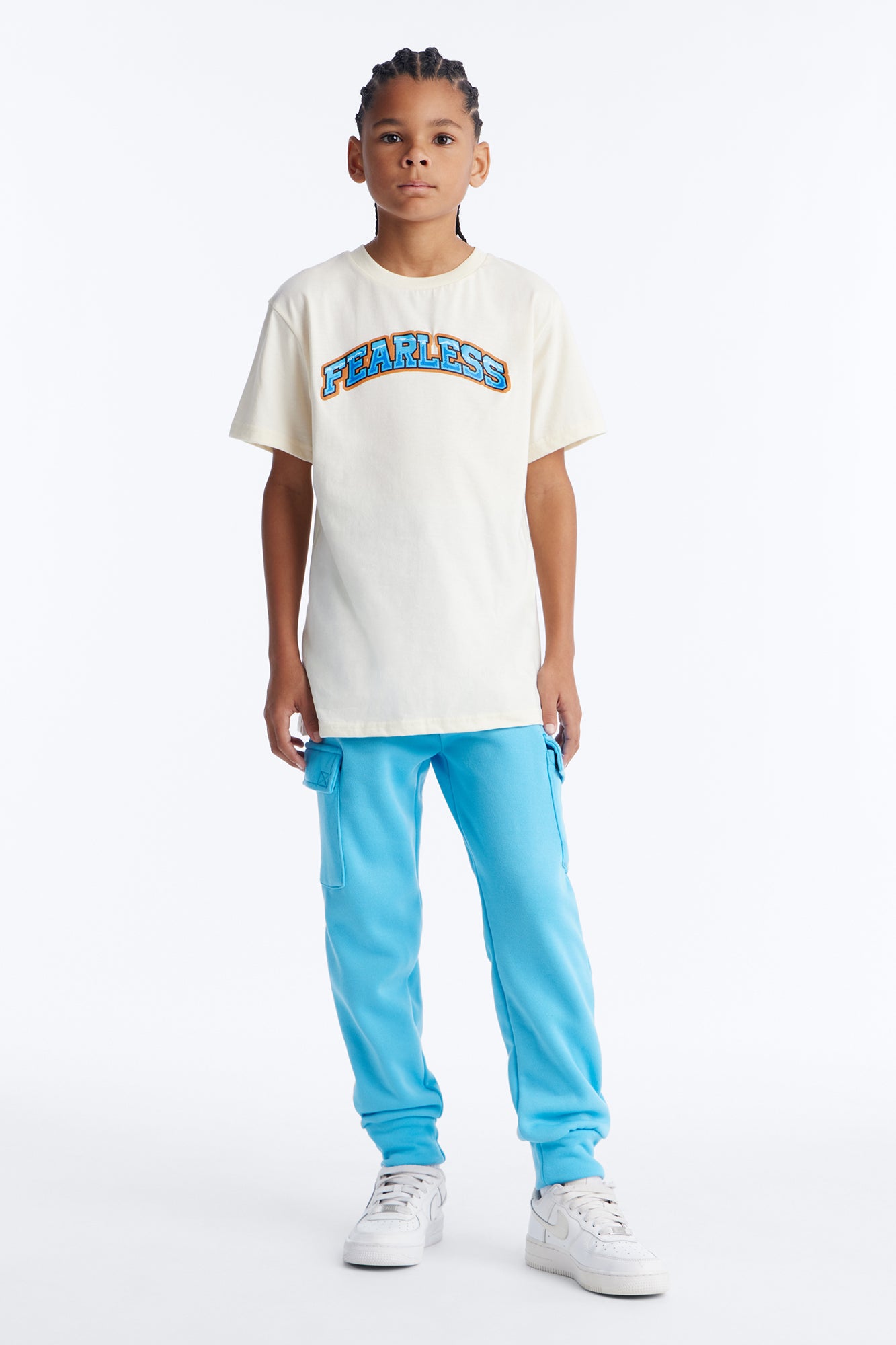 Mini Fearless Forever Cargo Jogger Pant Set - White/combo