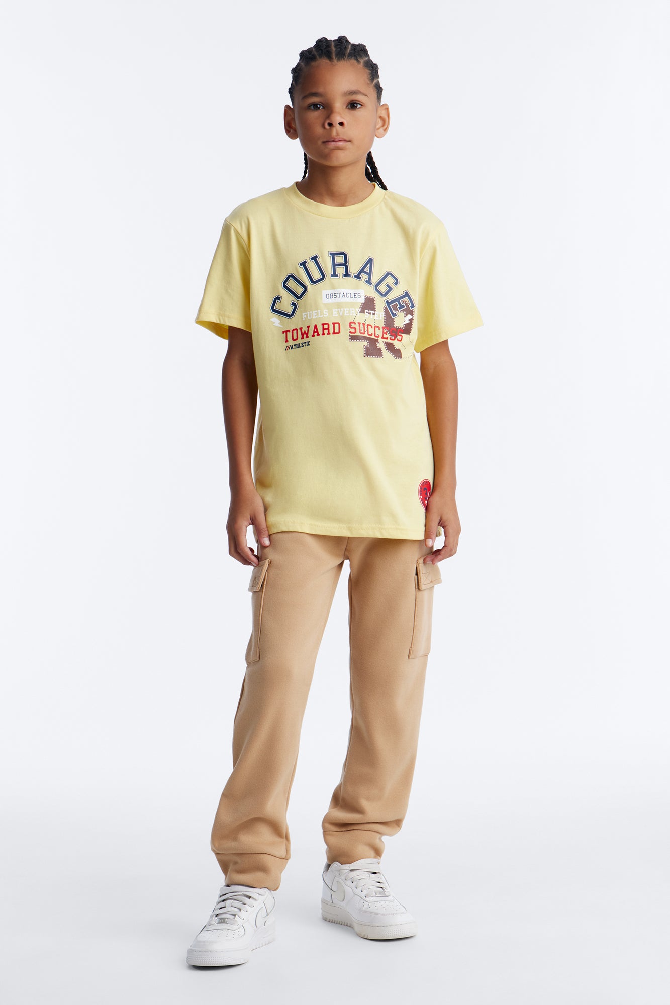 Mini Courage Forever Cargo Jogger Pant Set - Yellow/combo