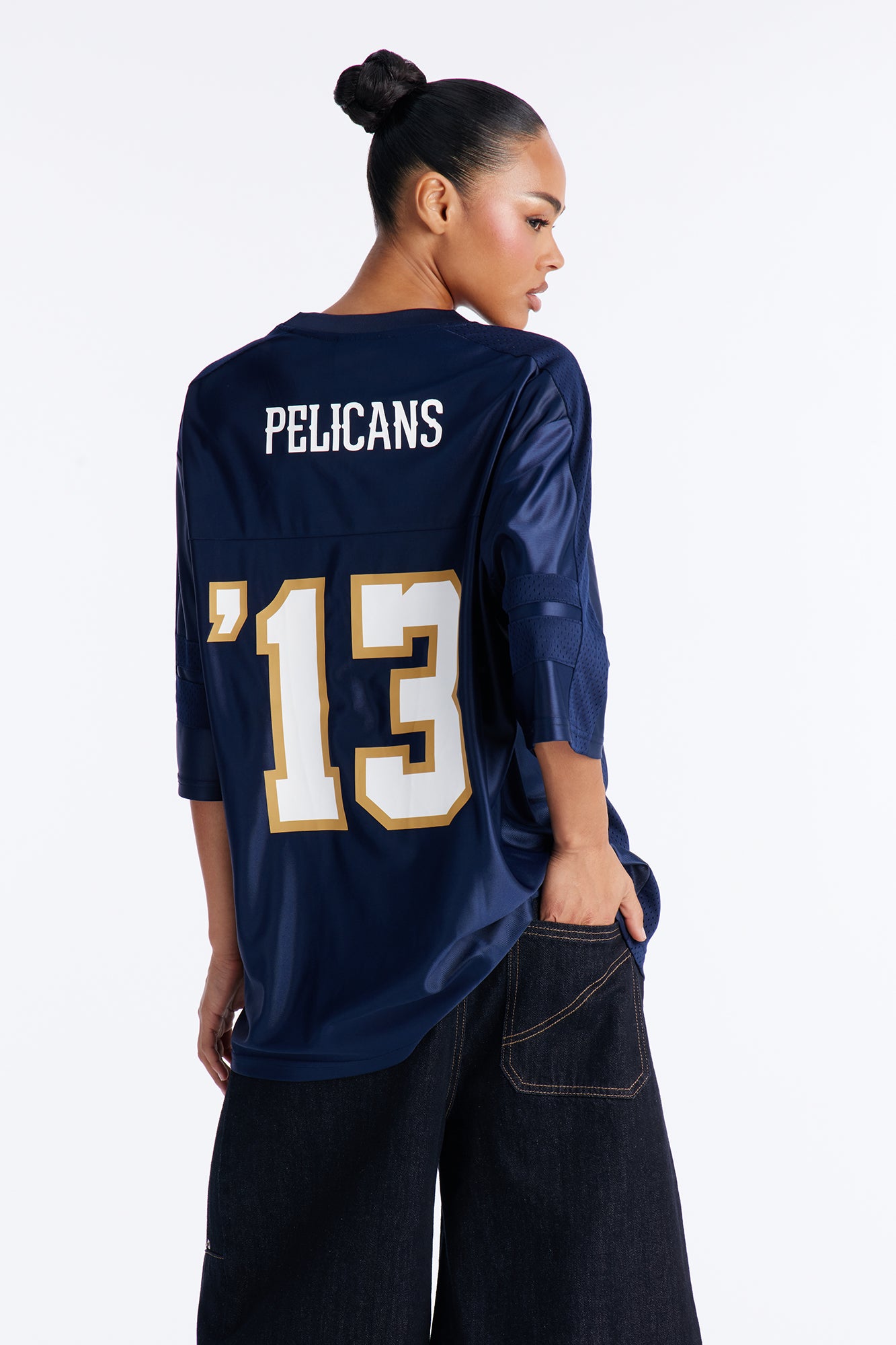 NBA Pelicans Oversized Mesh Tee - Navy