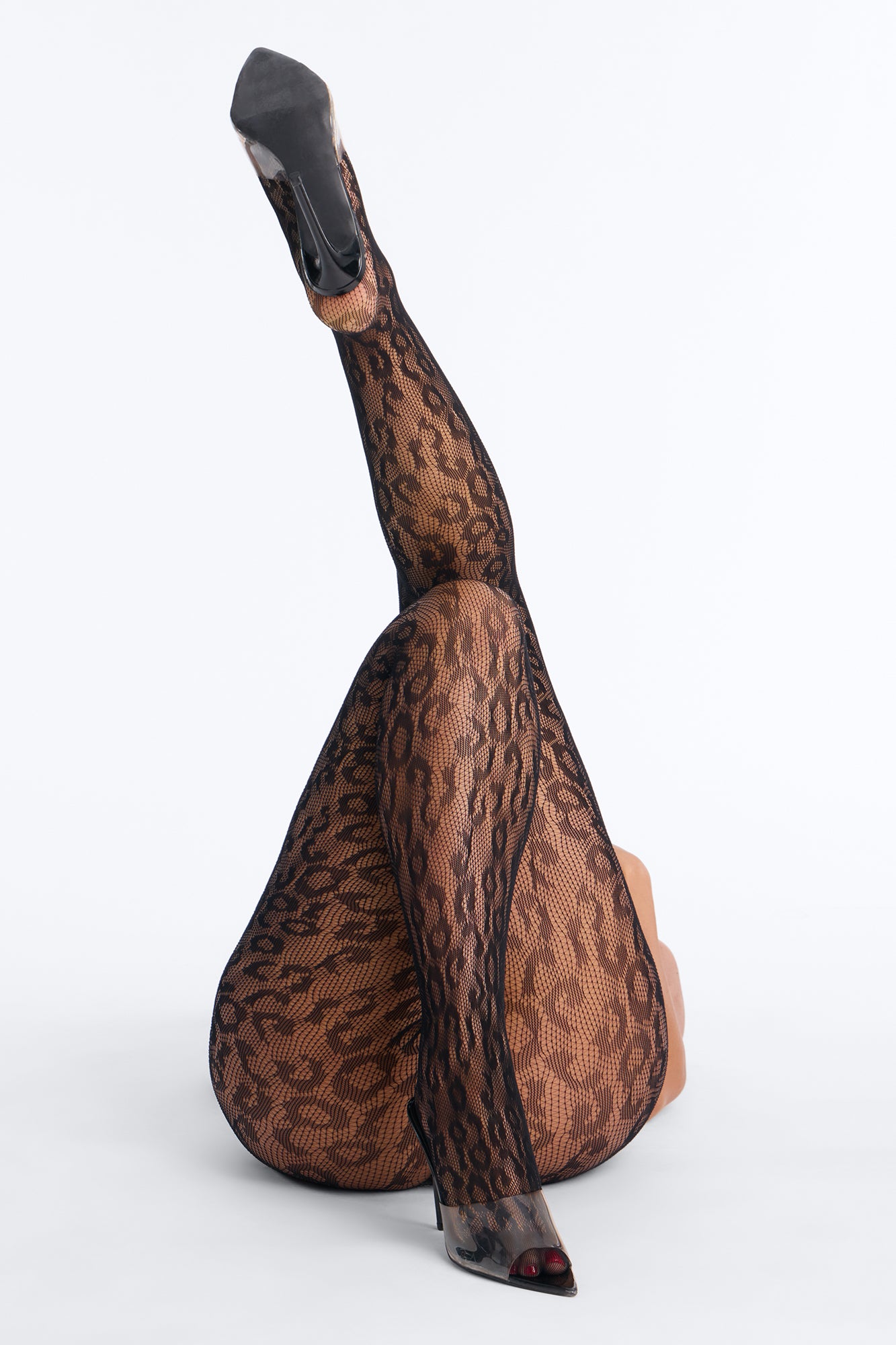 Tatiana Knit Leopard Tights - Black