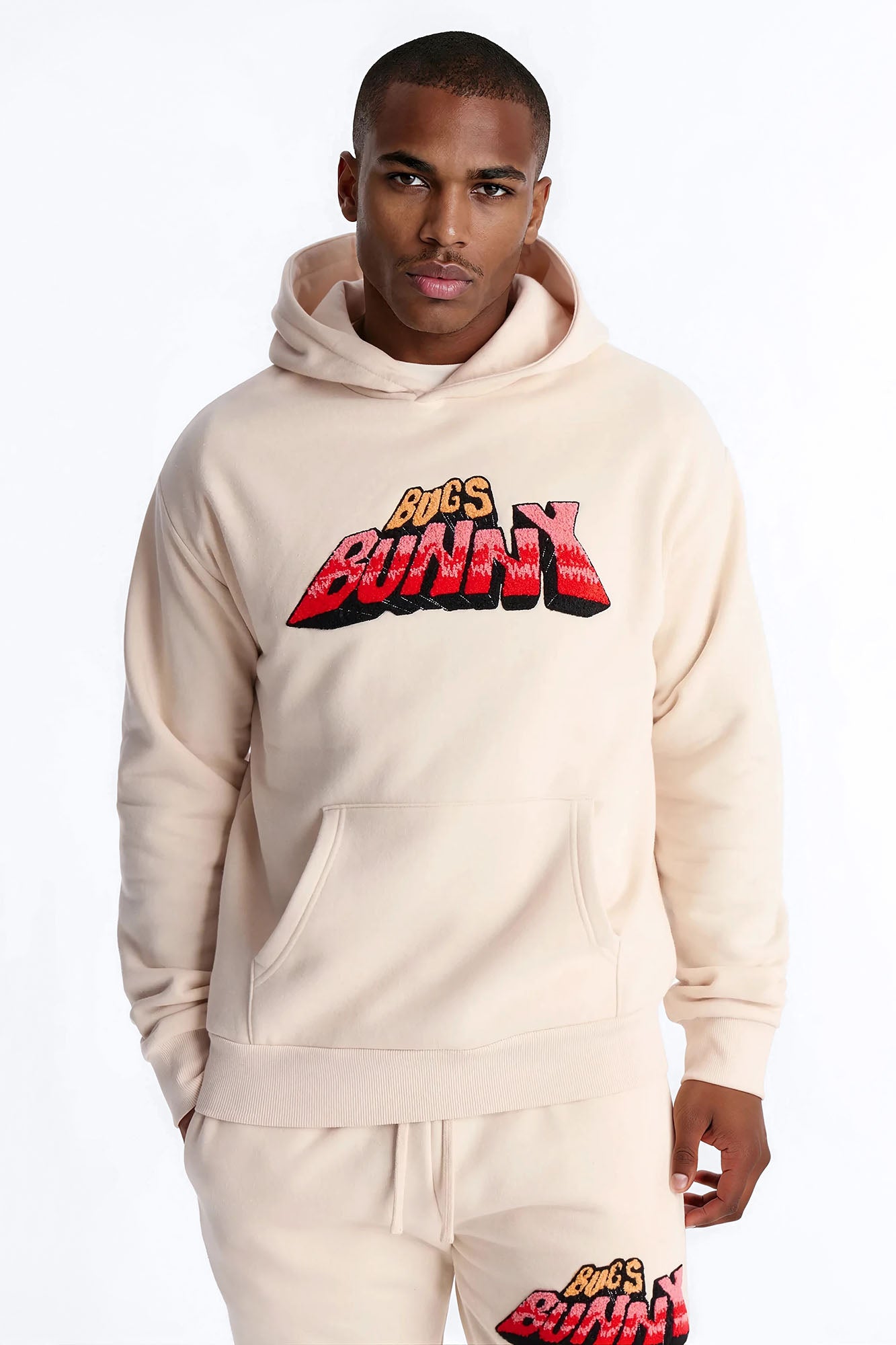 Space Jam Bugs Bunny Patched Hoodie - Natural