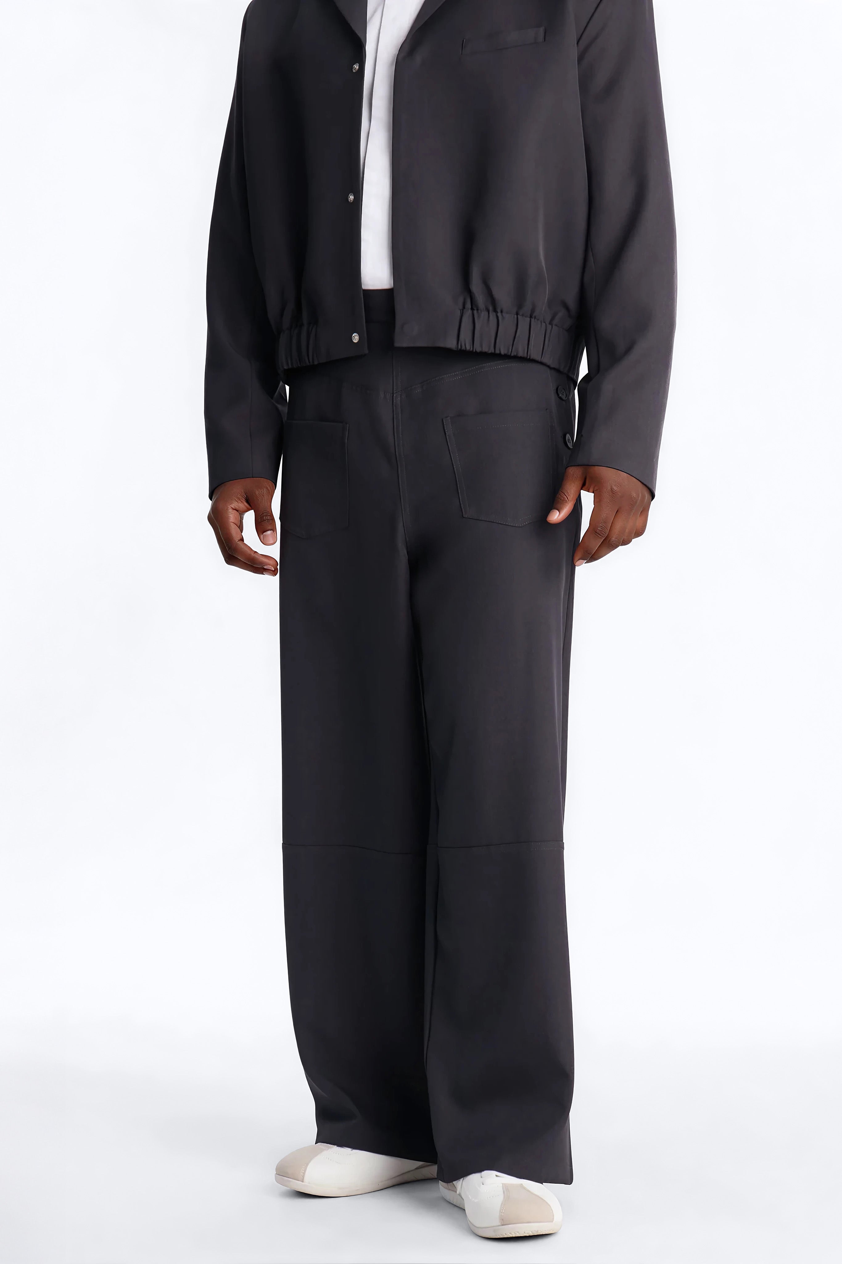 Baggy Inverted Details Trouser - Grey