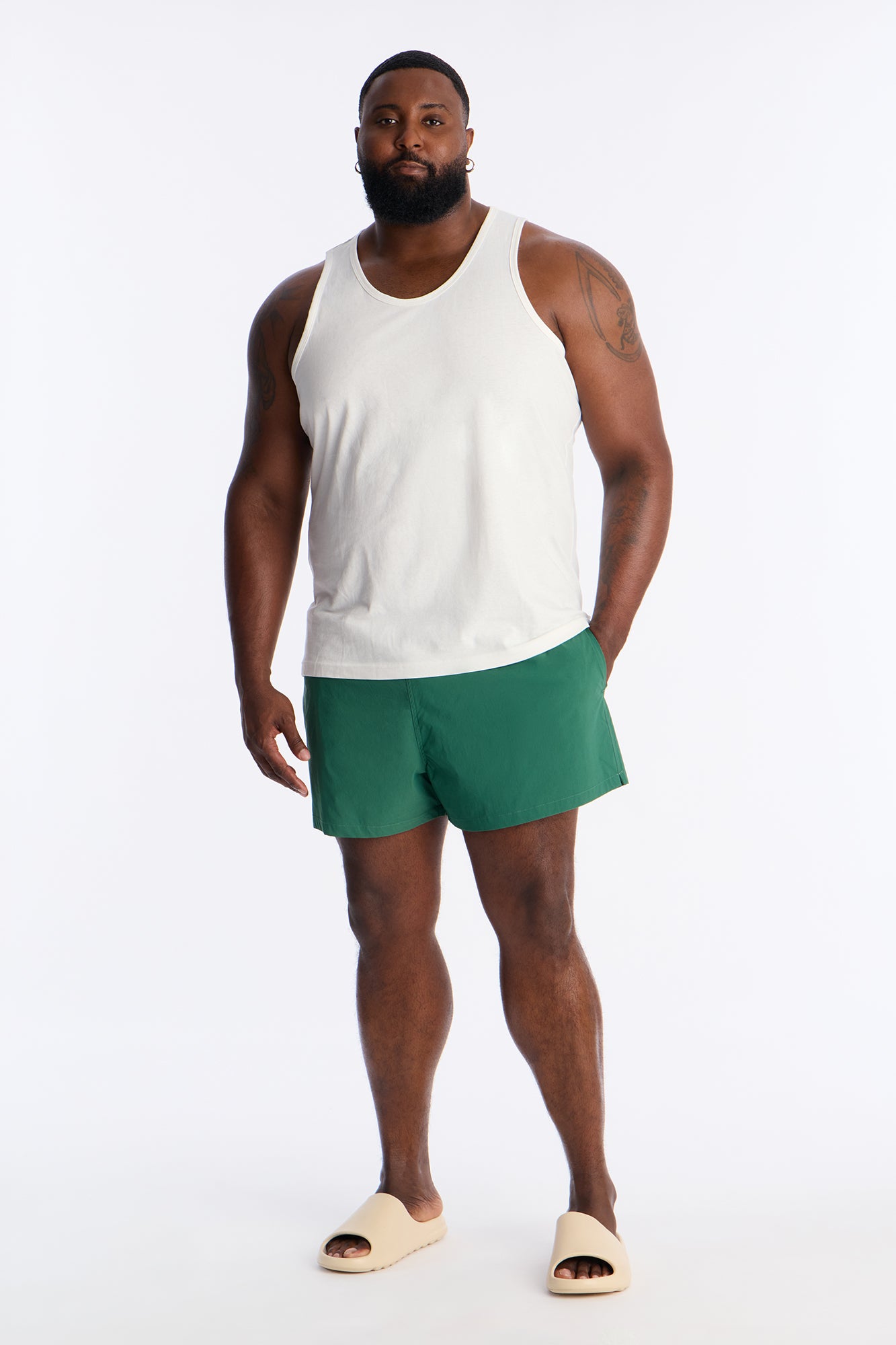Montez Stretch Swim Trunk 4″ - Hunter Green