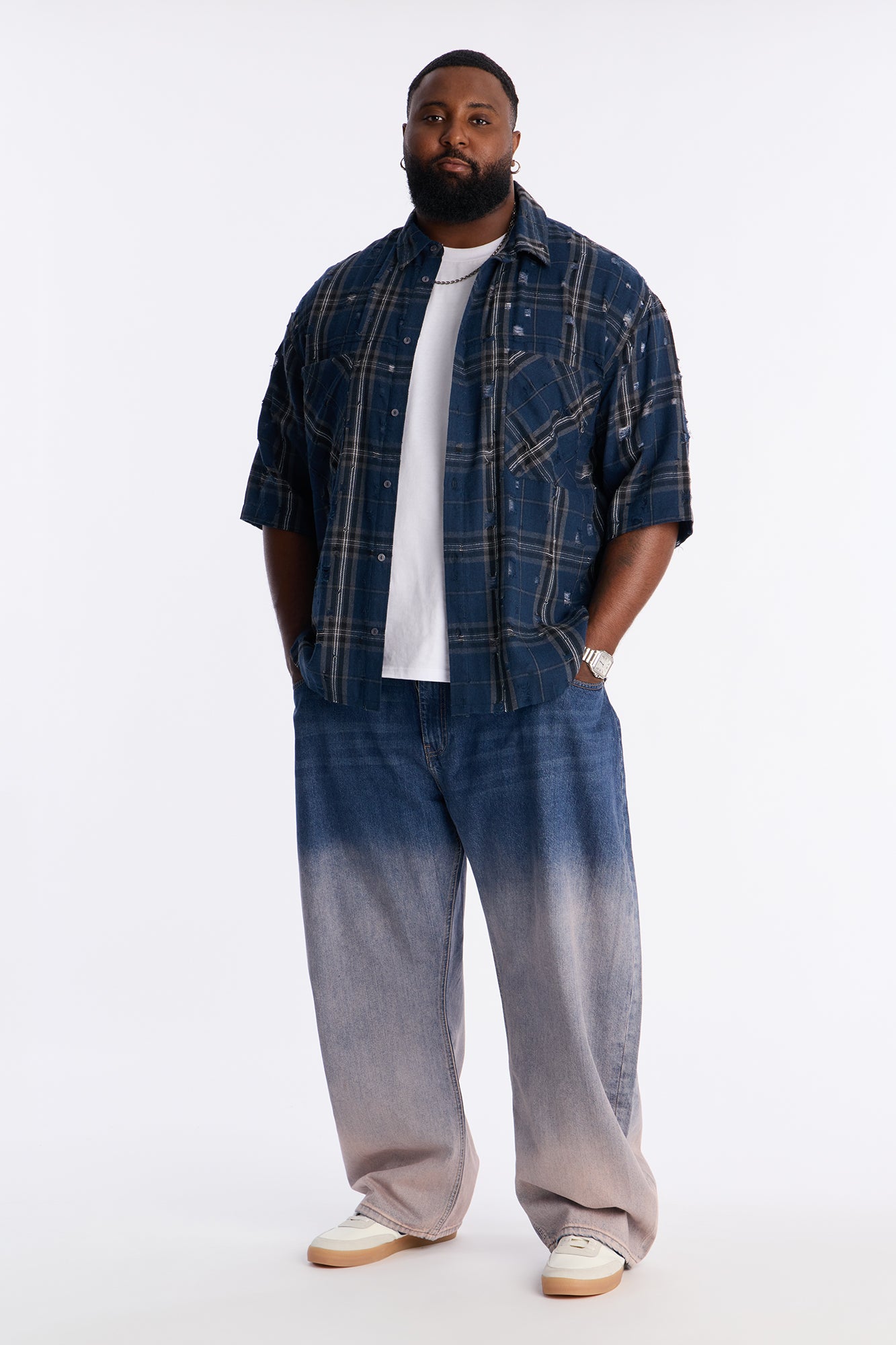 Barrel Into Me Ombre Jean - Medium Blue Wash