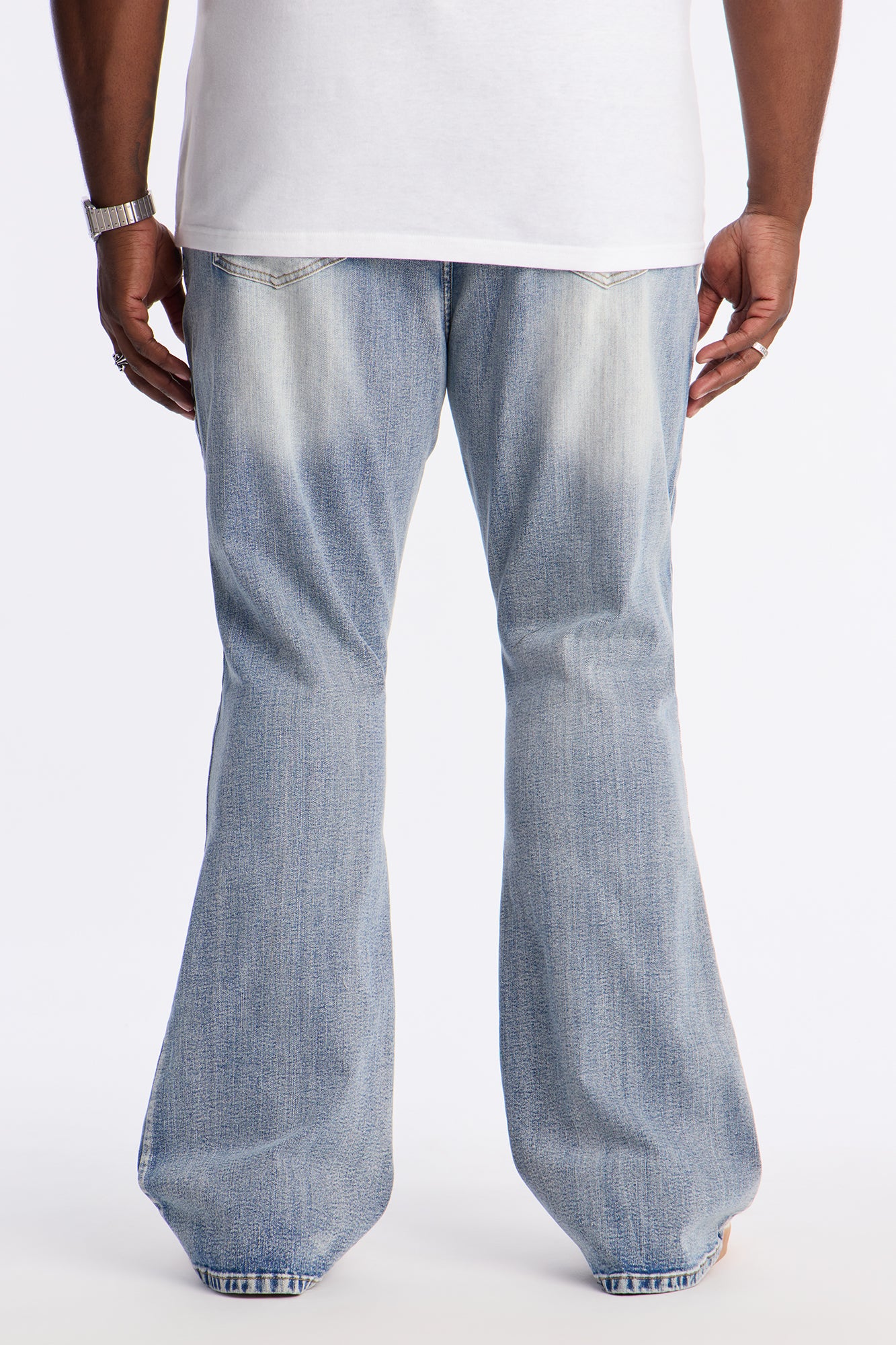 Stacked Skinny Flare Classic Destroyed Jeans - Light Wash