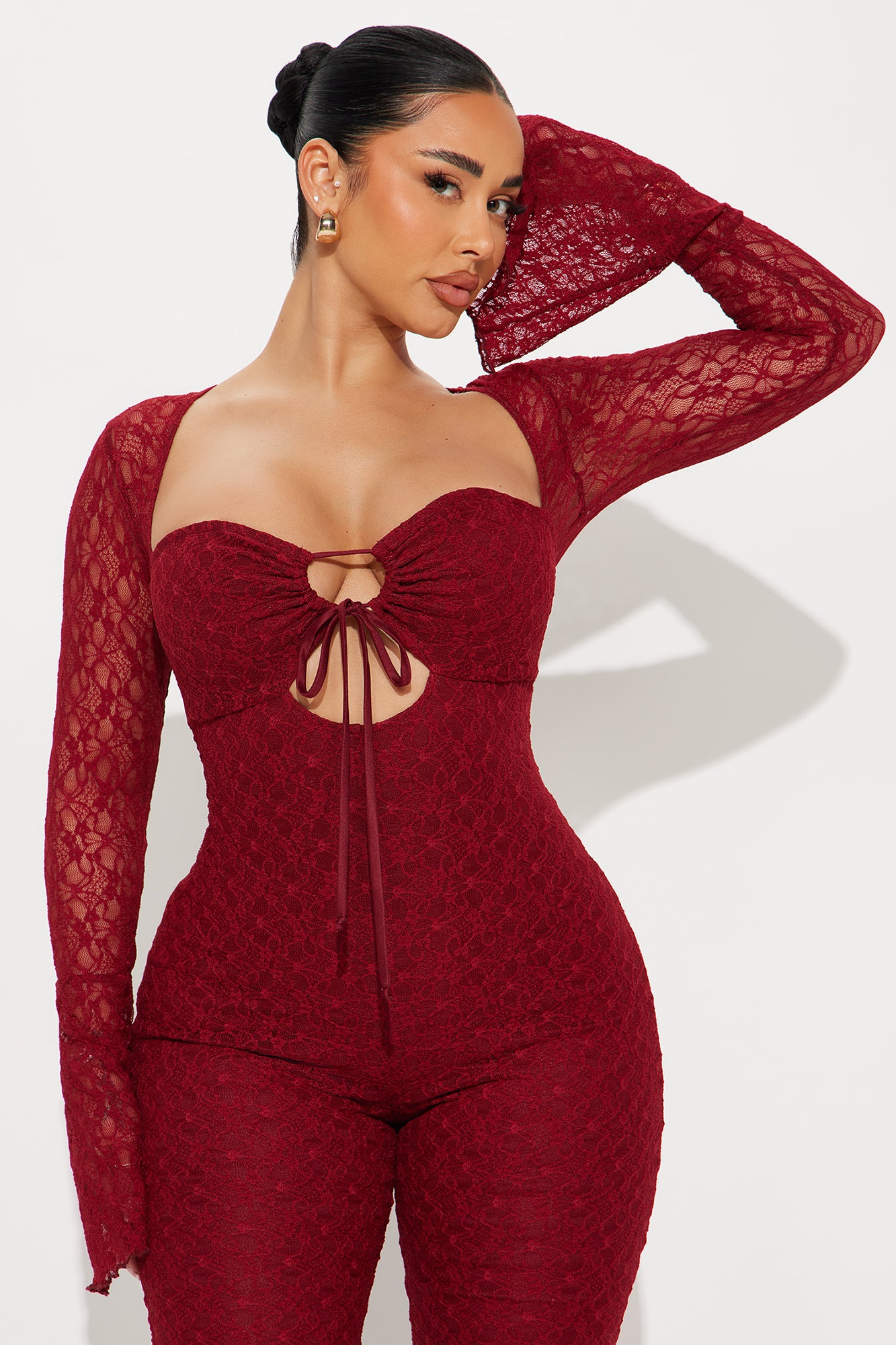 Saffron Lace Jumpsuit - Burgundy